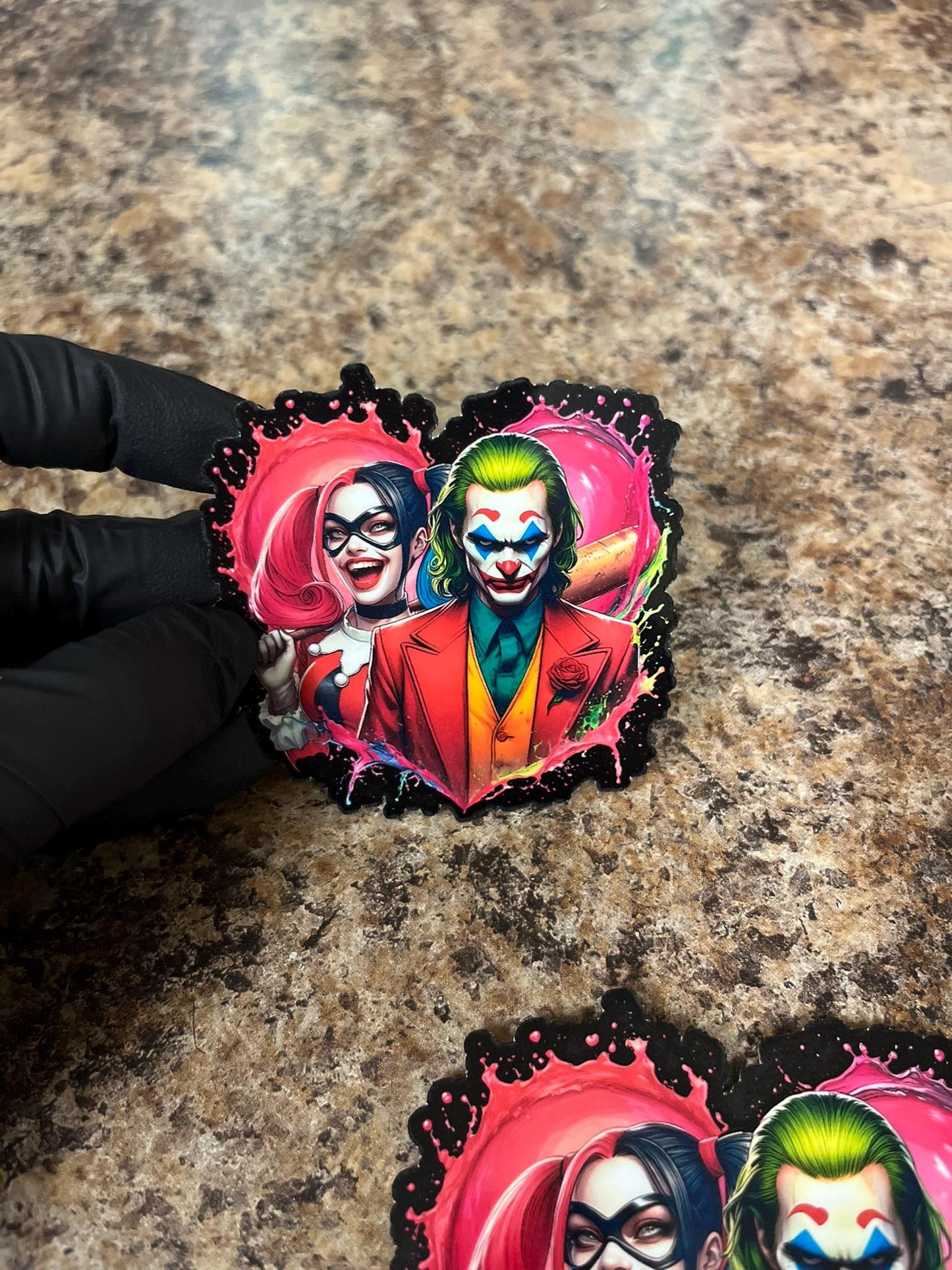 Harley Quinn & Joaquin Phoenix Joker Heart Sticker | DC Movie Villain Couple Art | Suicide Squad and Gotham Decal | 2 Sizes