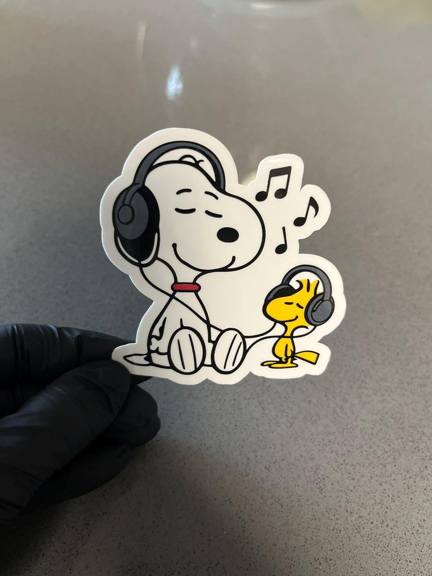 Snoopy & Woodstock Music Buddies Sticker | Peanuts Headphones Art | Beagle and Bird Listening Decal | 2 Sizes Charlie Brown Musician Sony