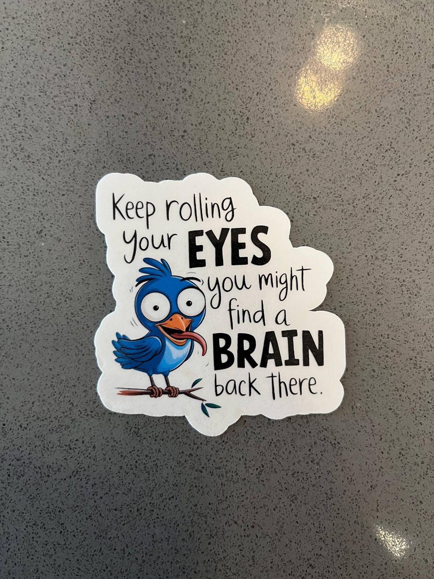 Keep Rolling Your Eyes Brain Waterproof Sticker | Sarcastic Bird Vinyl | 2.5"x2.5" | Laptop Yeti Stanley Cooler+