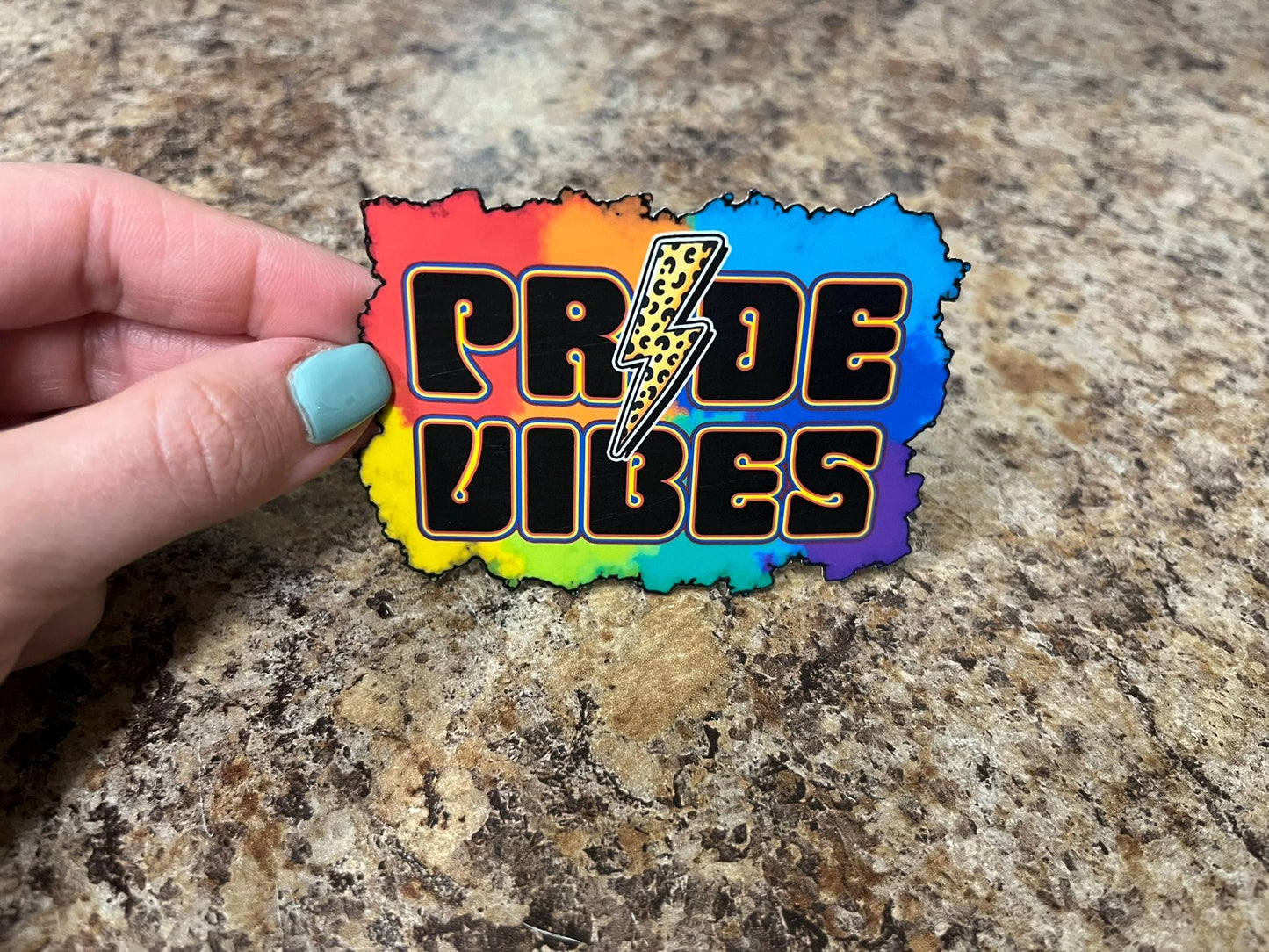 Pride Vibes Sticker LGBTQ Rainbow Sticker Lightning Bolt Gay Pride Waterproof Laminated
