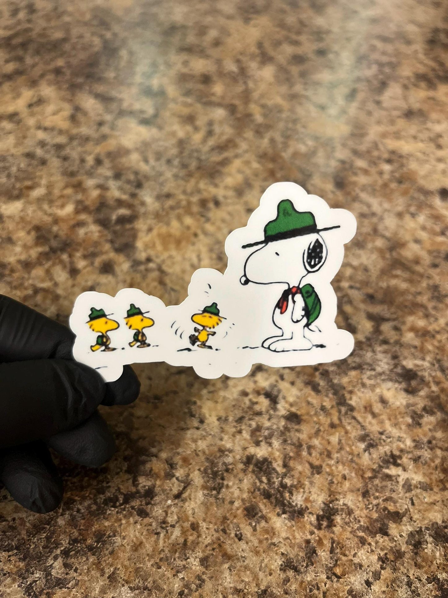 Snoopy Scout Leading Woodstock Patrol Sticker | Peanuts Beagle Scout March | Adventure Guide with Bird Troop Decal | 3"x2" Outdoor Camping