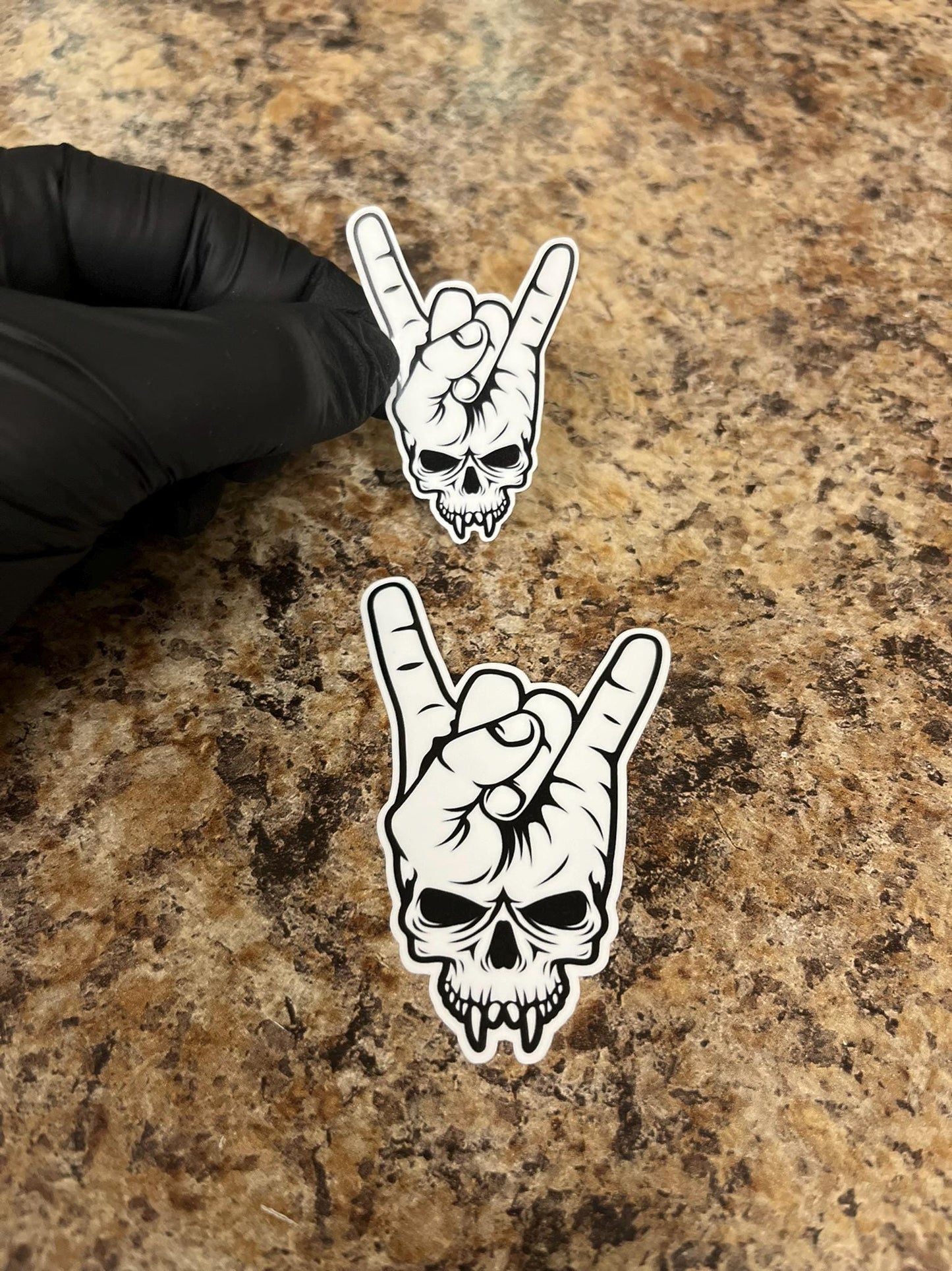 Fanged Skull Metal Horns Sticker | Vampire Rock On Devil Sign | Gothic Music Fan Art | 2 Sizes Available