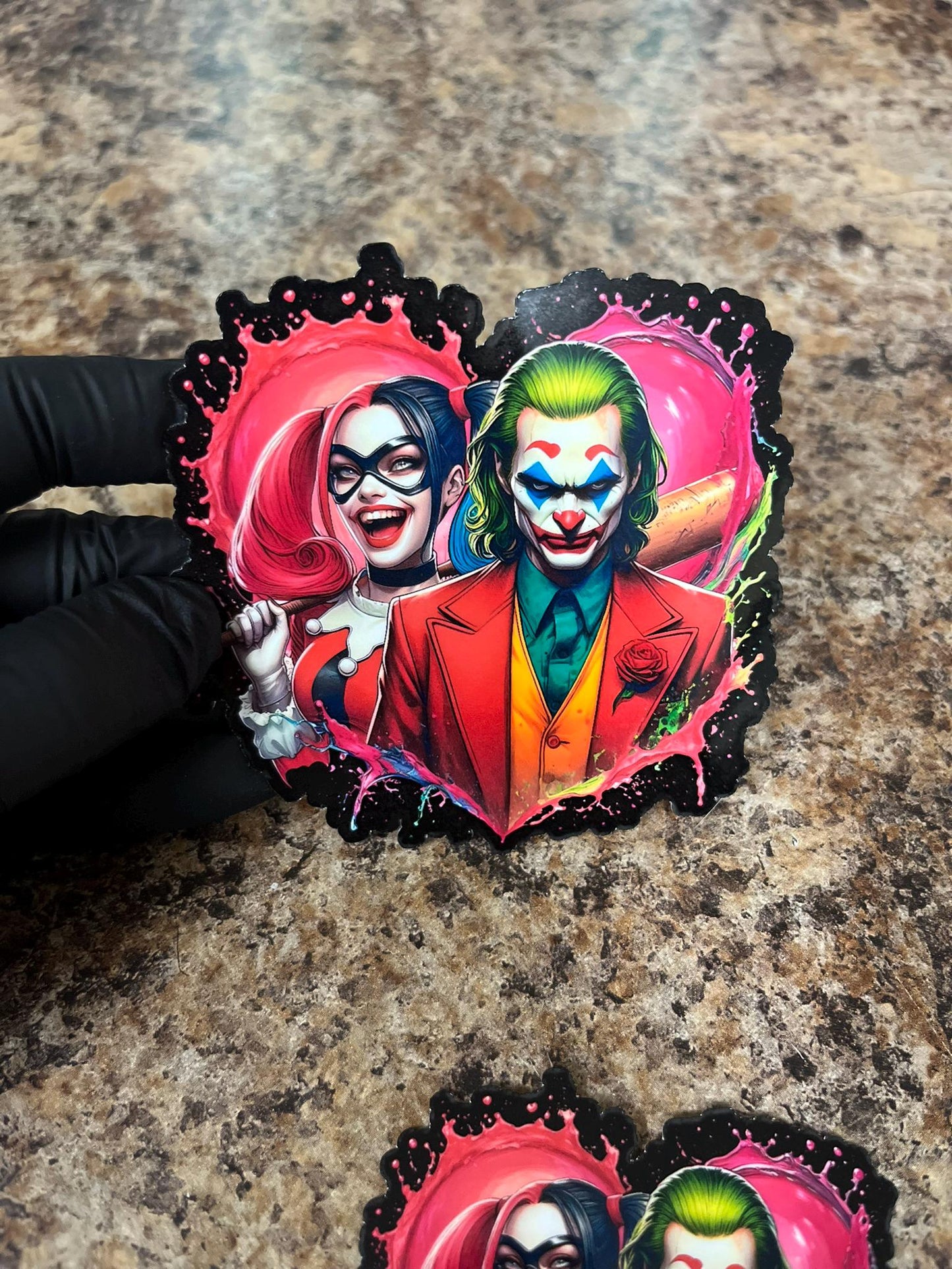Harley Quinn & Joaquin Phoenix Joker Heart Sticker | DC Movie Villain Couple Art | Suicide Squad and Gotham Decal | 2 Sizes