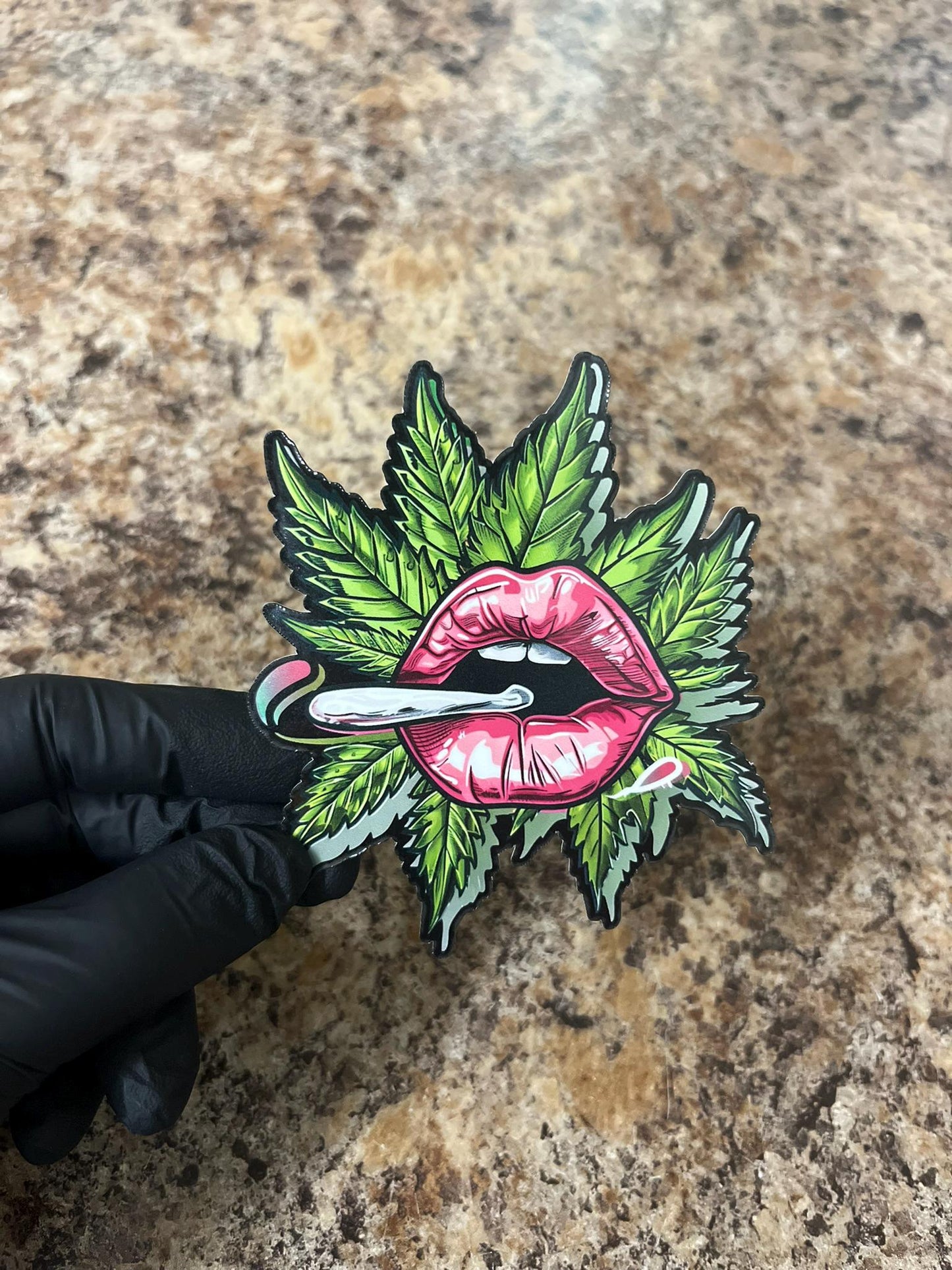 Pink Lips Weed Sticker –420 Vinyl Sticker, Cannabis Kiss, Smoke and Sass, Pothead Humor, Stanley Safe, Cute Stoner Girl Cannabis Blunt Decal