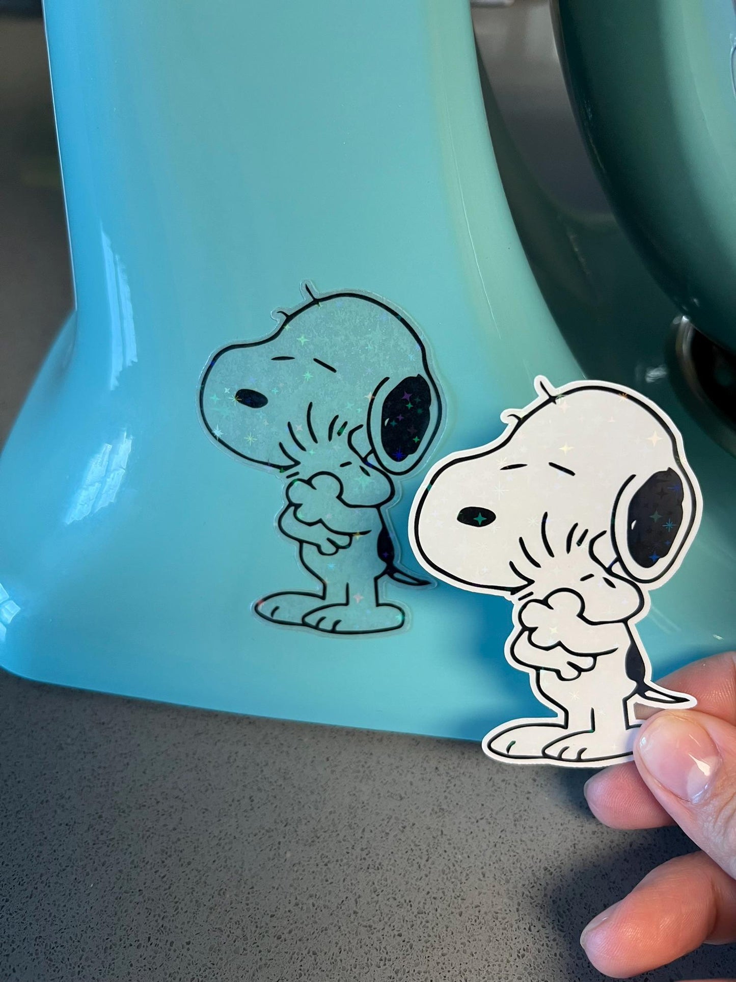 Snoopy Hugging Woodstock Holographic Sticker • Peanuts Vinyl Decal • Waterproof • Gift for Snoopy Fans & Collectors • Transparent Option