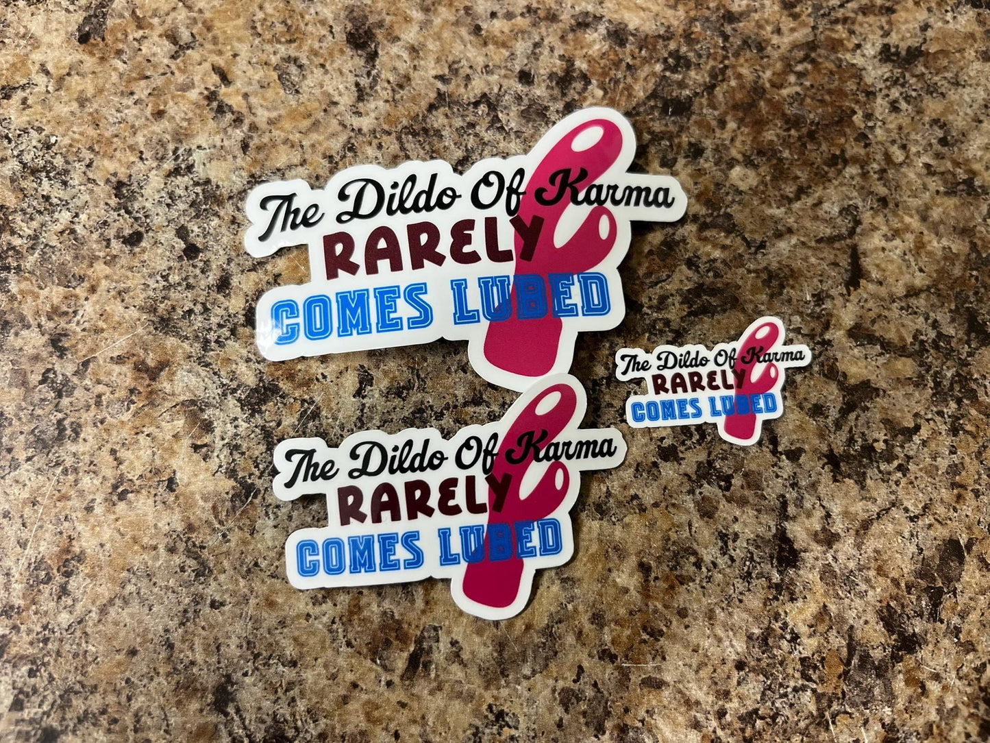 The Dildo of Karma Adult Humor Sticker | Sarcastic NSFW Art | Mature Joke Decal | 3 Size Options