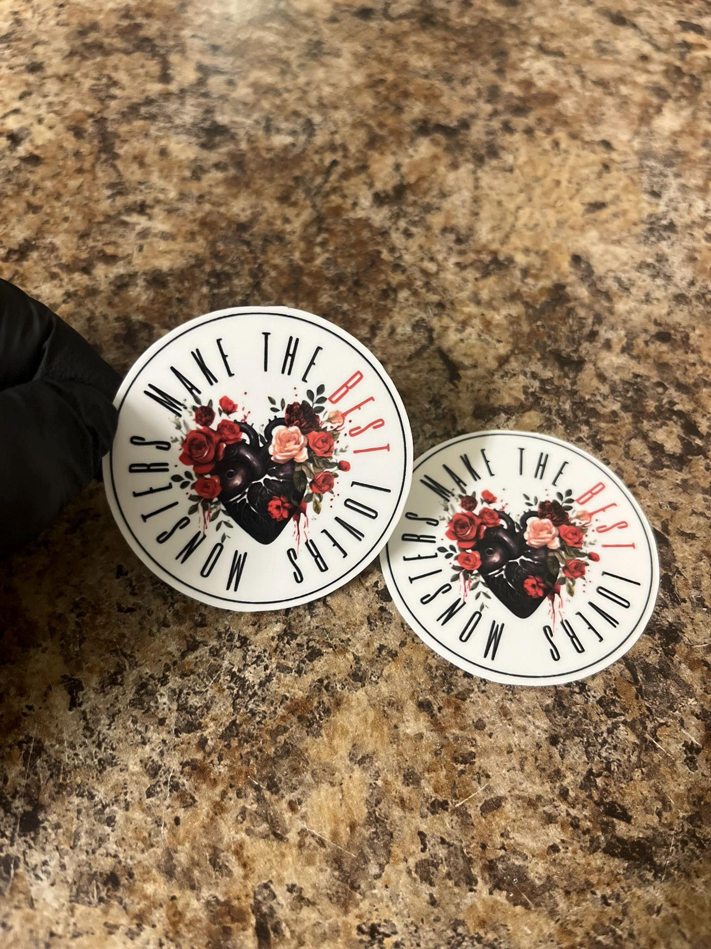 Monsters Make the Best Lovers Sticker โ Holographic or Glossy 2x2" Water-Resistant Vinyl for Dark Romance Readers, Gothic Fans