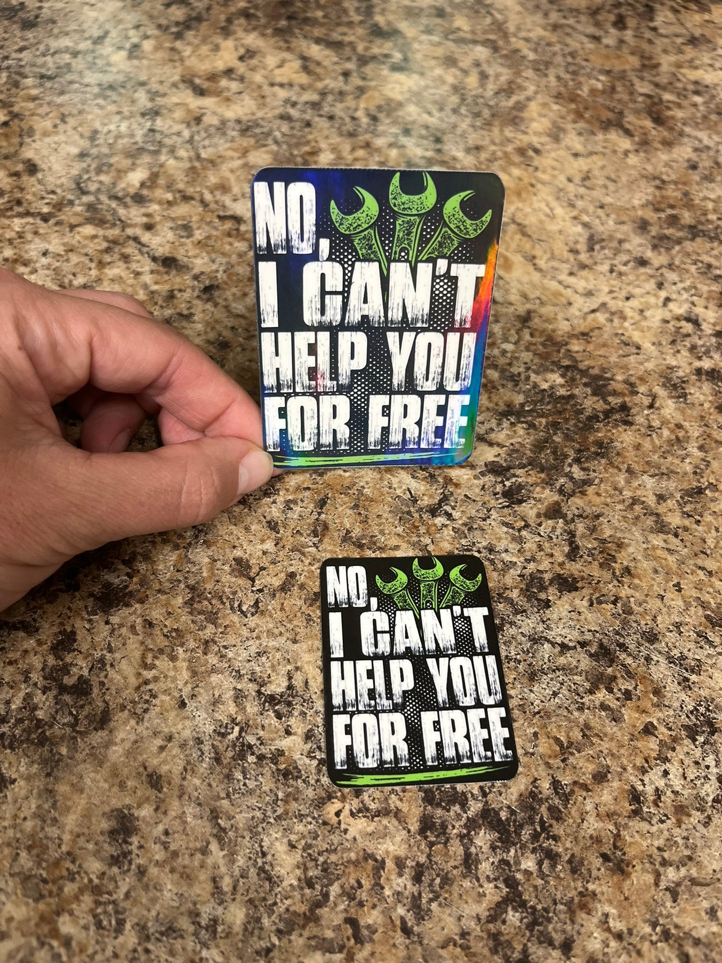 No Free Help Mechanic Waterproof Sticker | Wrench Tool Vinyl | 2 Size Options | Laptop Yeti Stanley Cooler+
