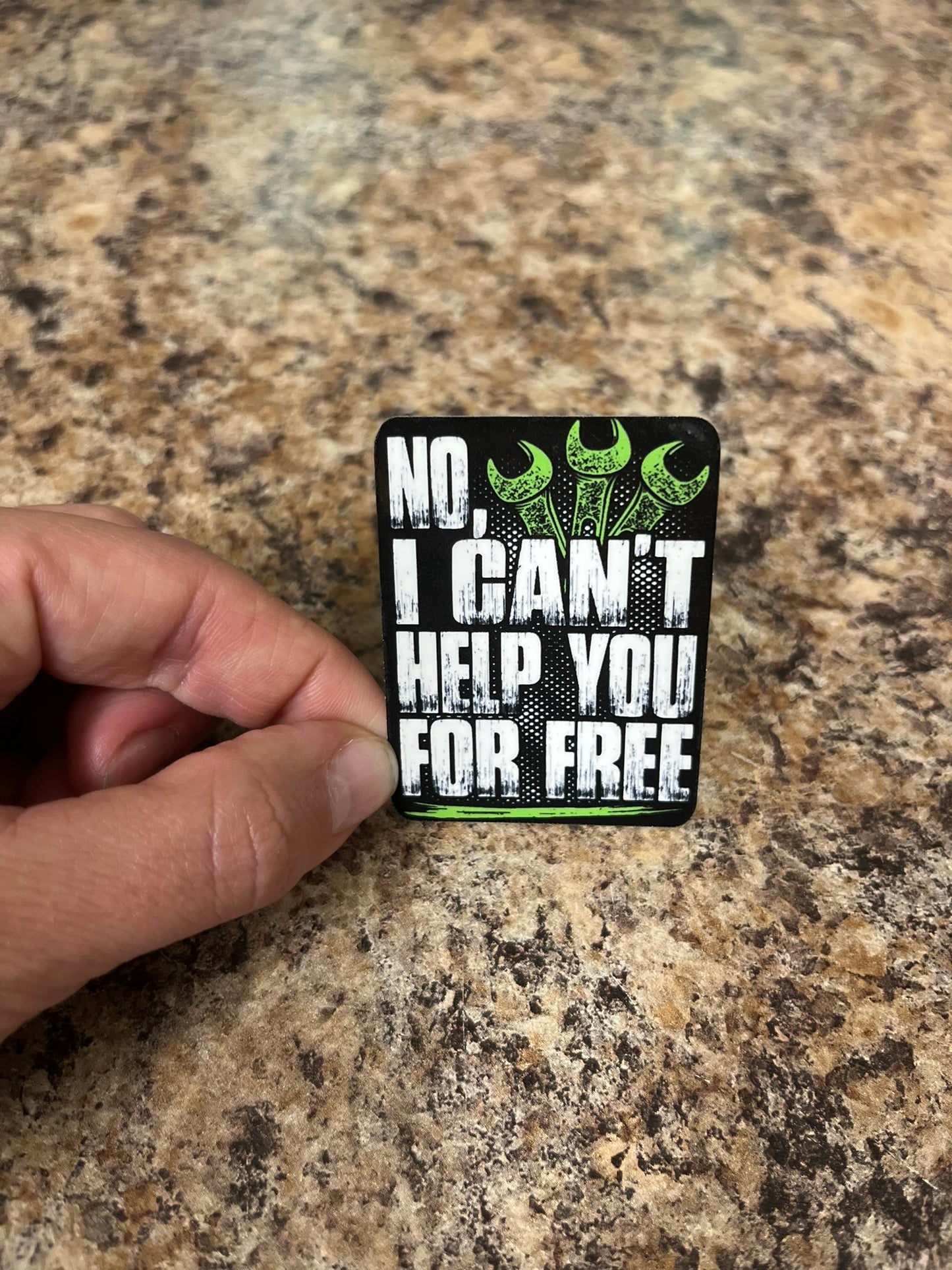 No Free Help Mechanic Waterproof Sticker | Wrench Tool Vinyl | 2 Size Options | Laptop Yeti Stanley Cooler+