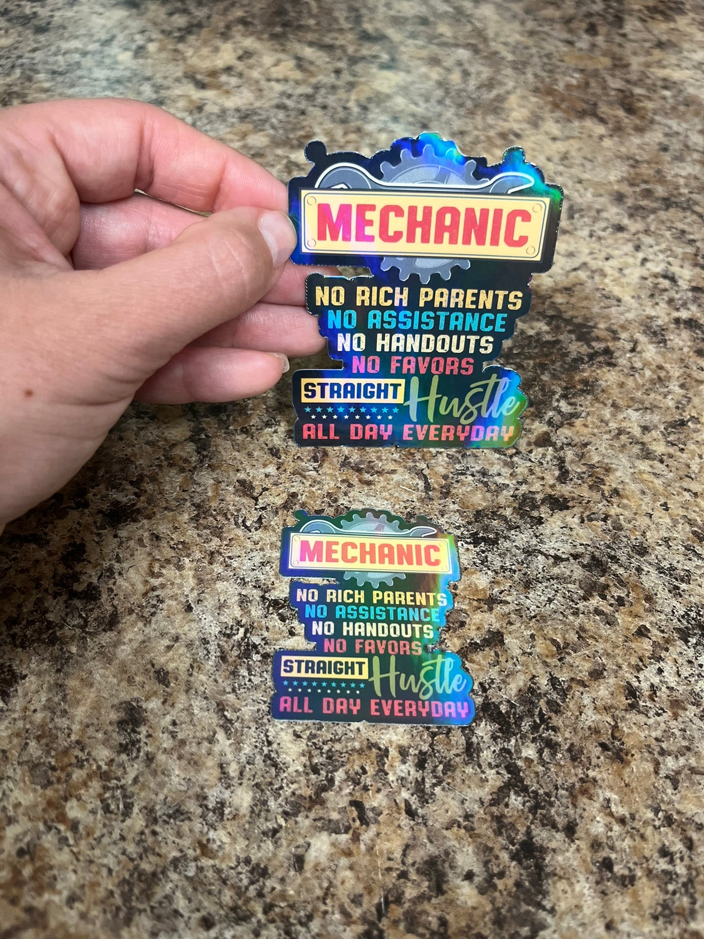 Mechanic Straight Hustle Waterproof Sticker | Gear Grind Vinyl | 4 Size & Finish Options | Laptop Yeti Stanley Cooler+