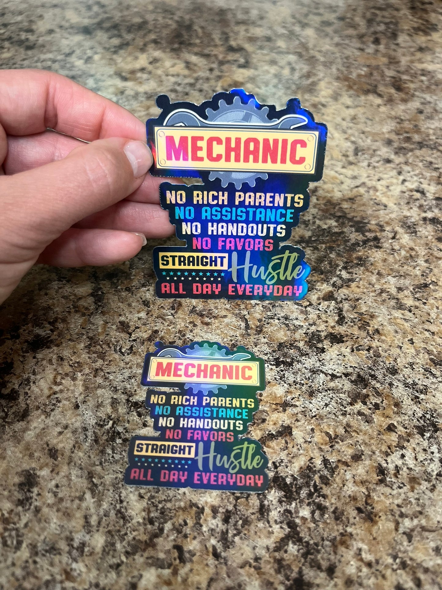 Mechanic Straight Hustle Waterproof Sticker | Gear Grind Vinyl | 4 Size & Finish Options | Laptop Yeti Stanley Cooler+