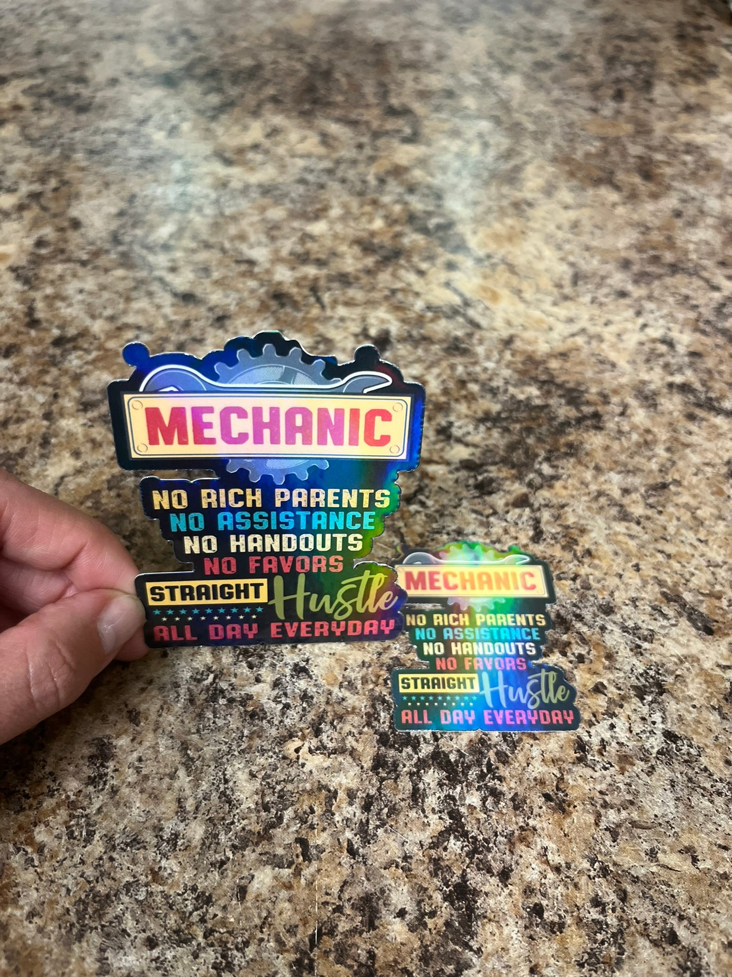 Mechanic Straight Hustle Waterproof Sticker | Gear Grind Vinyl | 4 Size & Finish Options | Laptop Yeti Stanley Cooler+