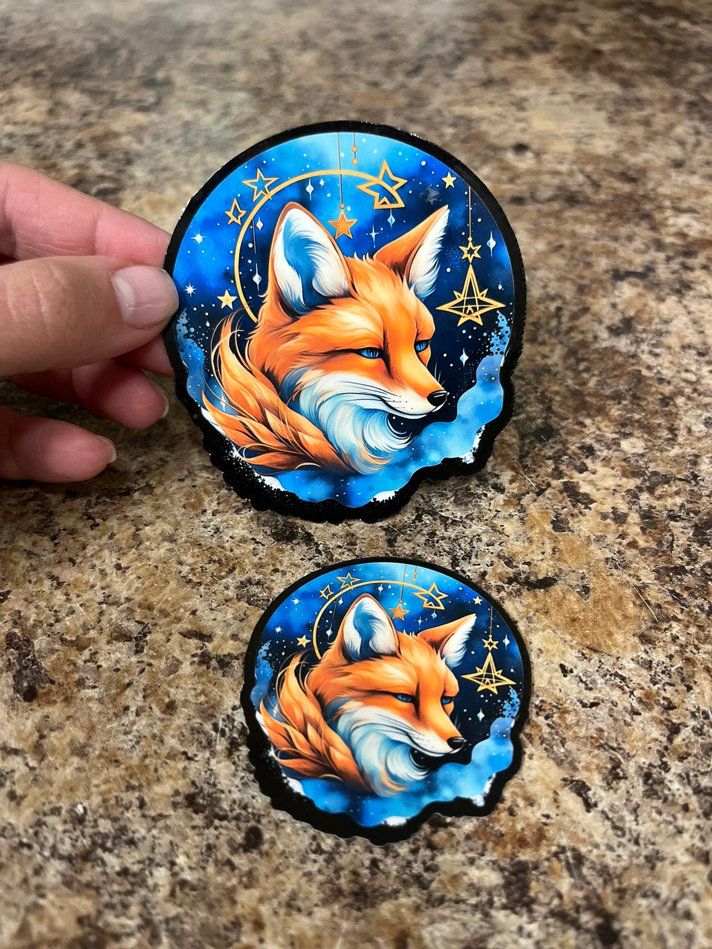 Celestial Fox Constellation Waterproof Sticker | Golden Stars Vinyl | 2 Size Options | Laptop Yeti Stanley Cooler+