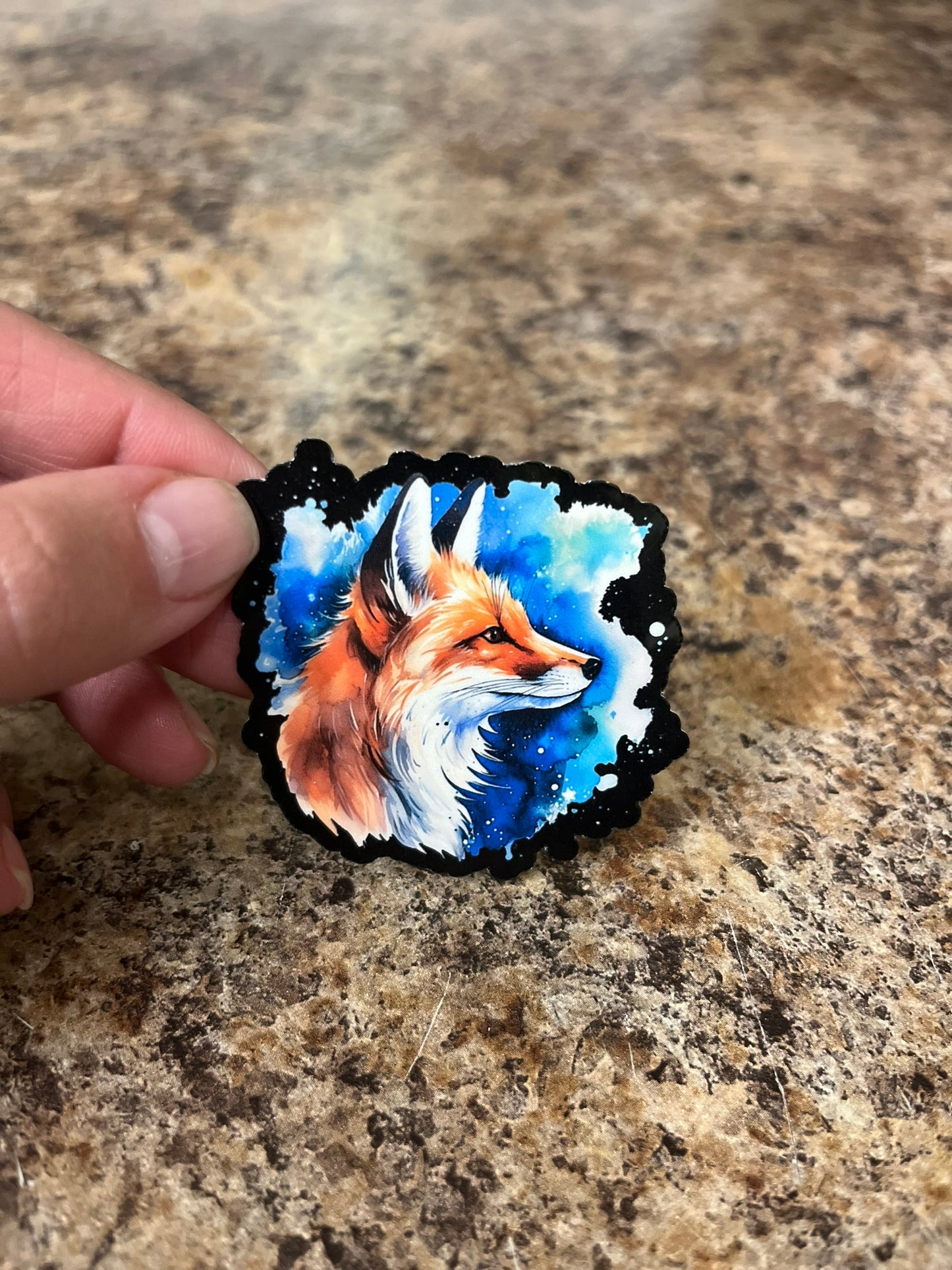 Cosmic Fox Profile Waterproof Sticker | Blue Galaxy Vinyl | 2 Size Options | Laptop Yeti Stanley Cooler+