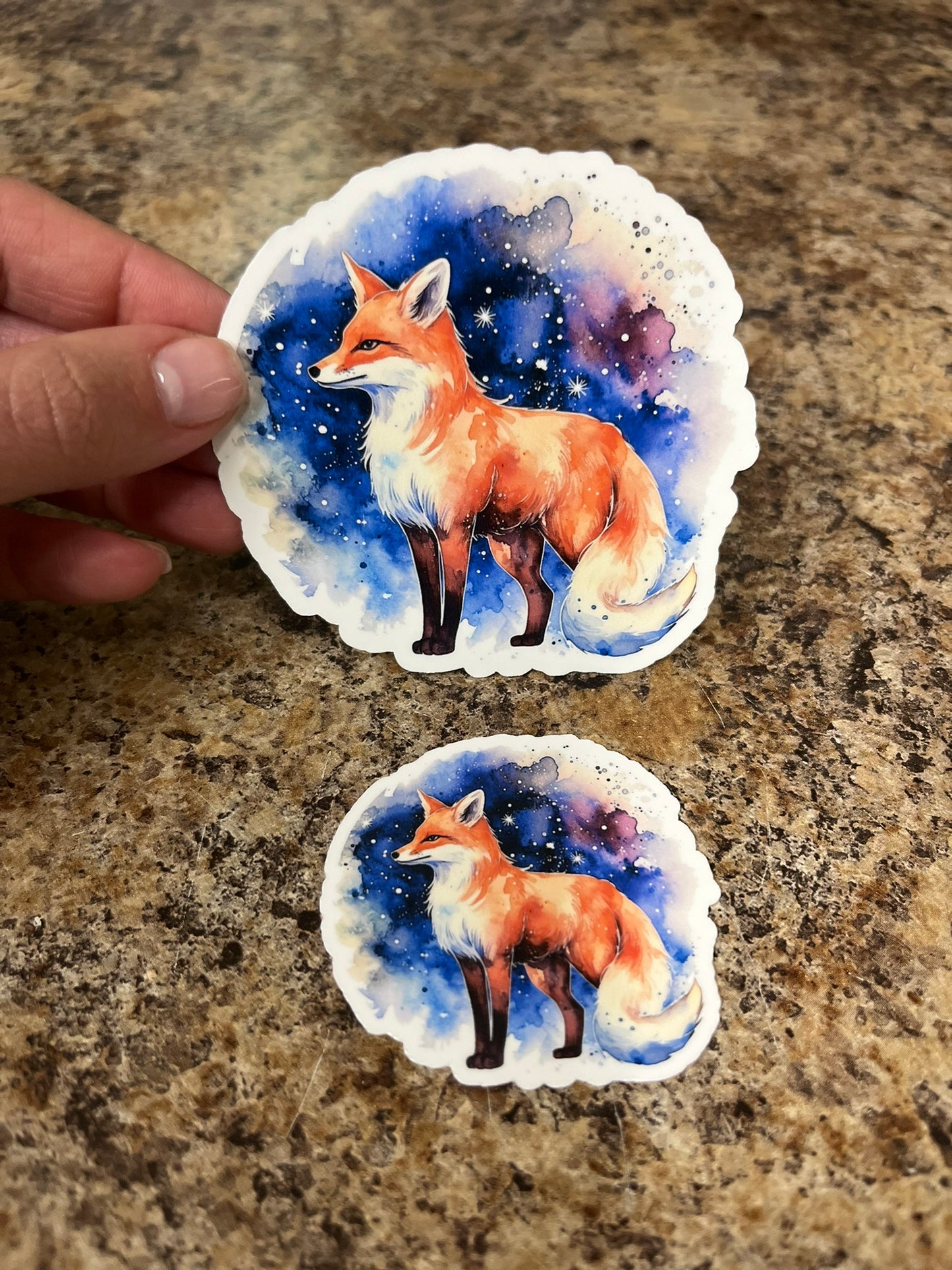 Pastel Galaxy Fox Waterproof Sticker | Cosmic Space Vinyl | 2 Size Options | Laptop Yeti Stanley Cooler+