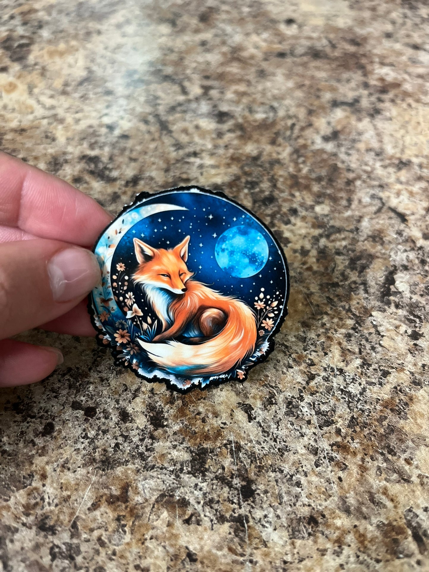 Moonlit Fox Garden Waterproof Sticker | Night Sky Vinyl | 2 Size Options | Laptop Yeti Stanley Cooler+