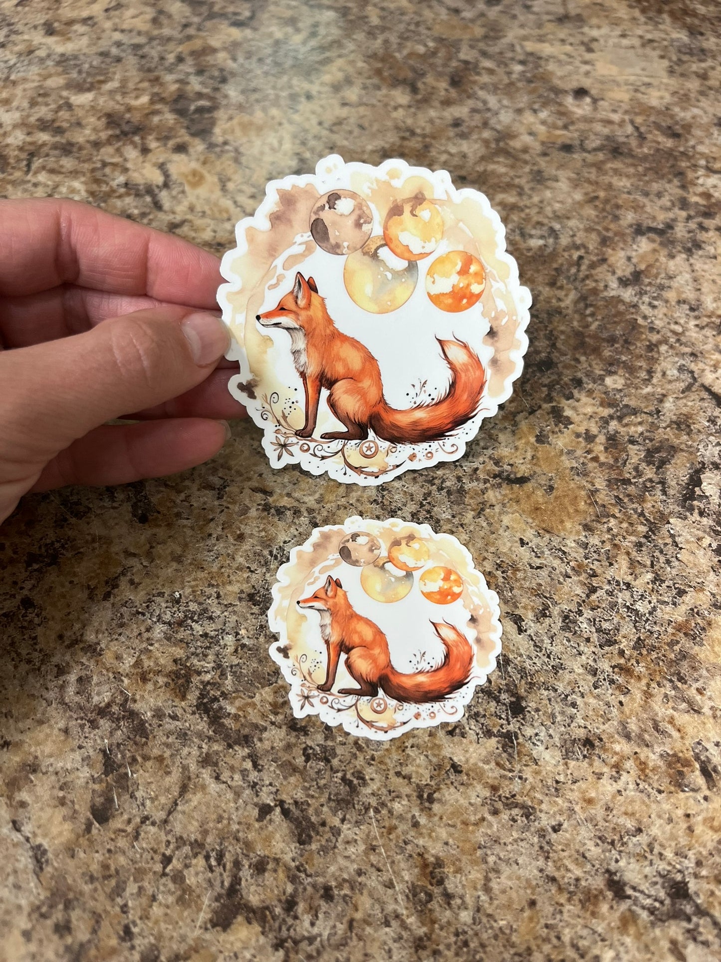 Fall Color Fox Moon Phases Waterproof Sticker | Autumn Vinyl | 2 Size Options | Laptop Yeti Stanley Cooler+