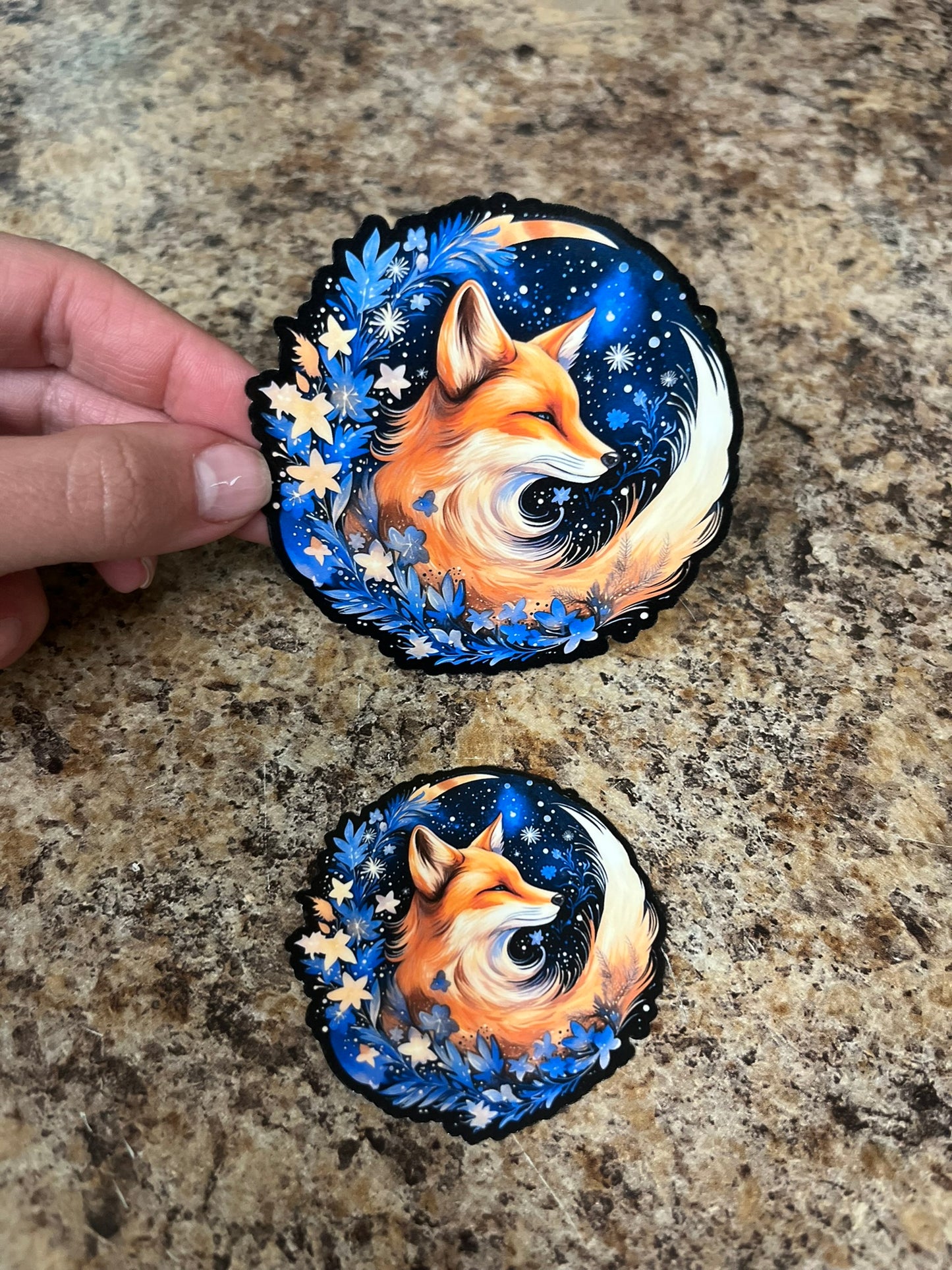 Midnight Flowers Fox Waterproof Sticker | Moon Floral Vinyl | 2 Size Options | Laptop Yeti Stanley Cooler+