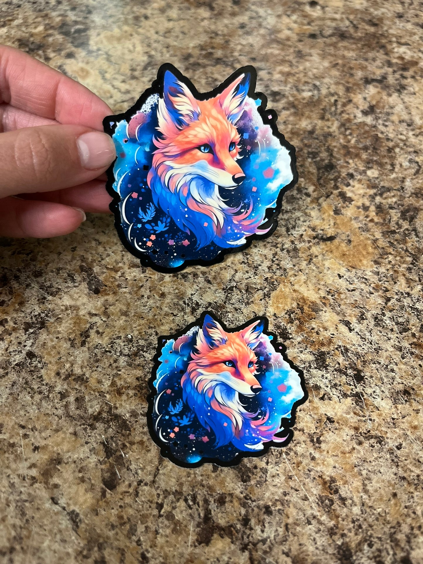 Cosmic Watercolor Fox Waterproof Sticker | Galaxy Spirit Vinyl | 2 Size Options | Laptop Yeti Stanley Cooler+
