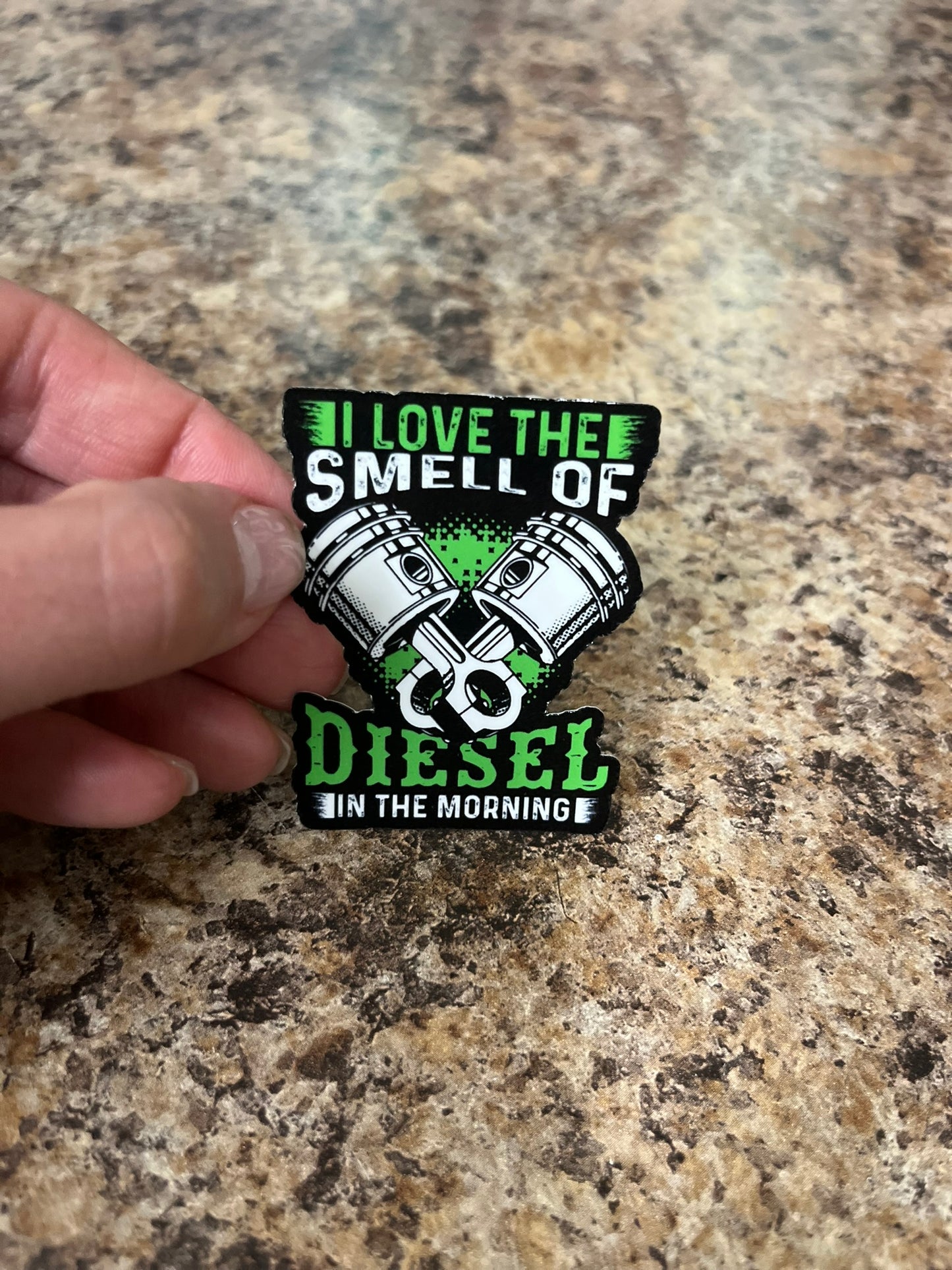 Diesel Smell Morning Waterproof Sticker | Piston Engine Vinyl | 4 Size & Finish Options | Laptop Yeti Stanley Cooler+