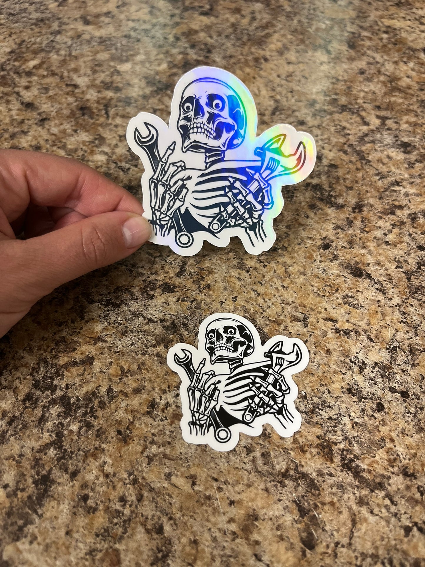 Mechanic Skeleton Waterproof Sticker | Wrench Tool Vinyl | 4 Size & Finish Options | Laptop Yeti Stanley Cooler+