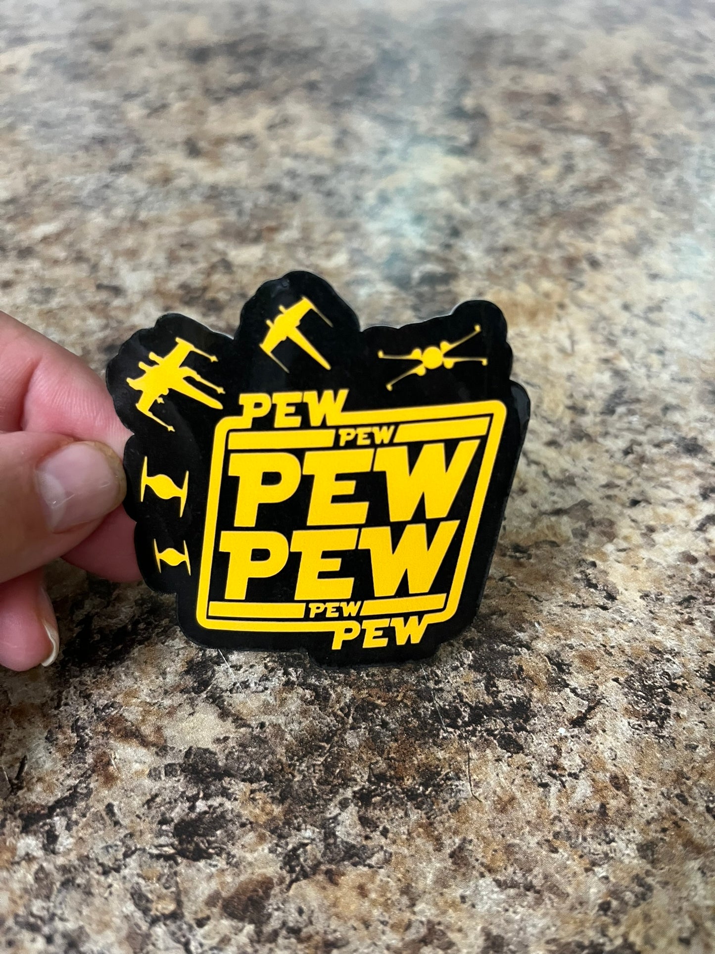 Star Wars TIE Fighter and X Wing Pew Waterproof Sticker | Blaster Sound Vinyl | 2 Size Options | Laptop Yeti Stanley Cooler+
