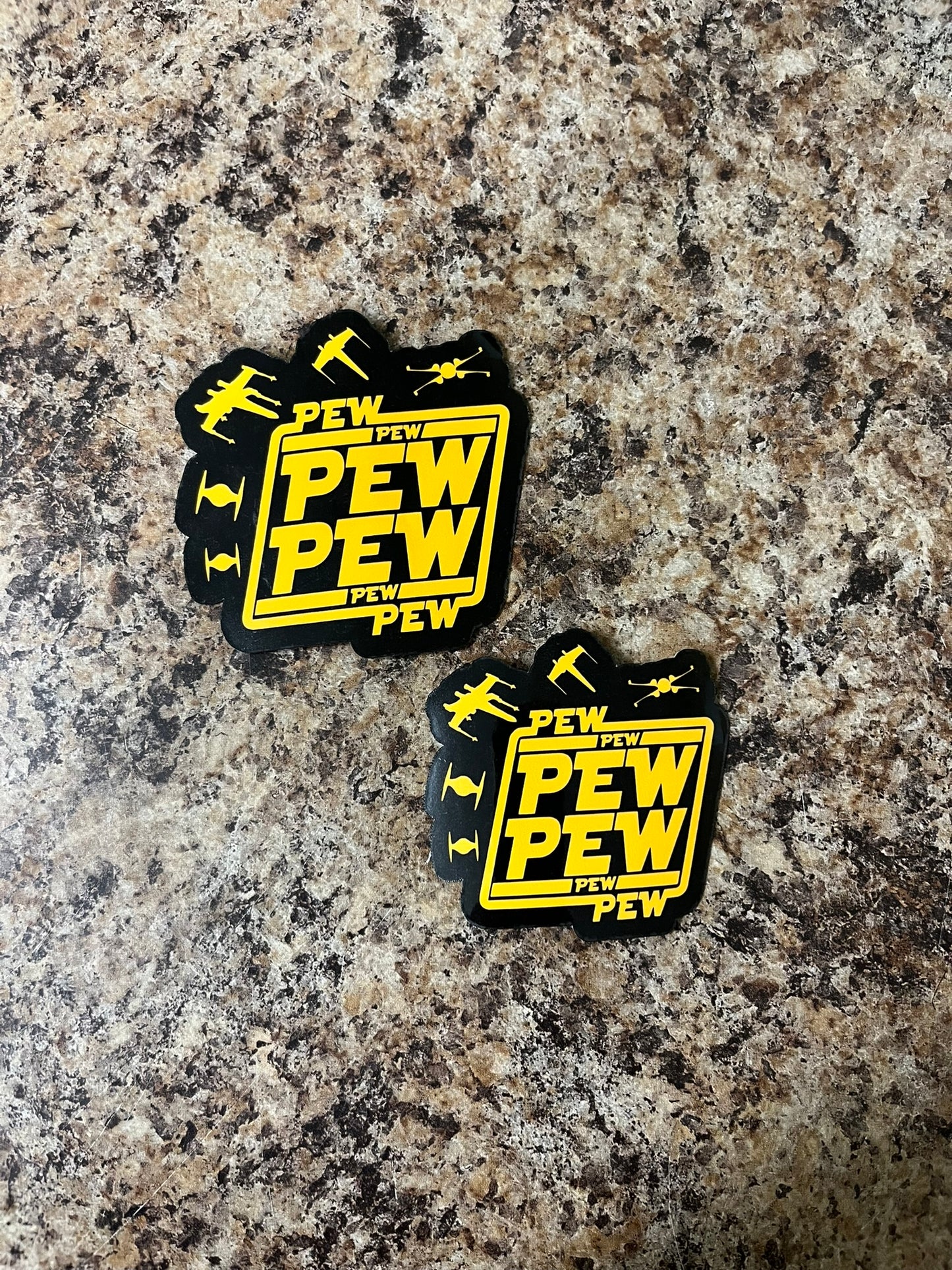 Star Wars TIE Fighter and X Wing Pew Waterproof Sticker | Blaster Sound Vinyl | 2 Size Options | Laptop Yeti Stanley Cooler+