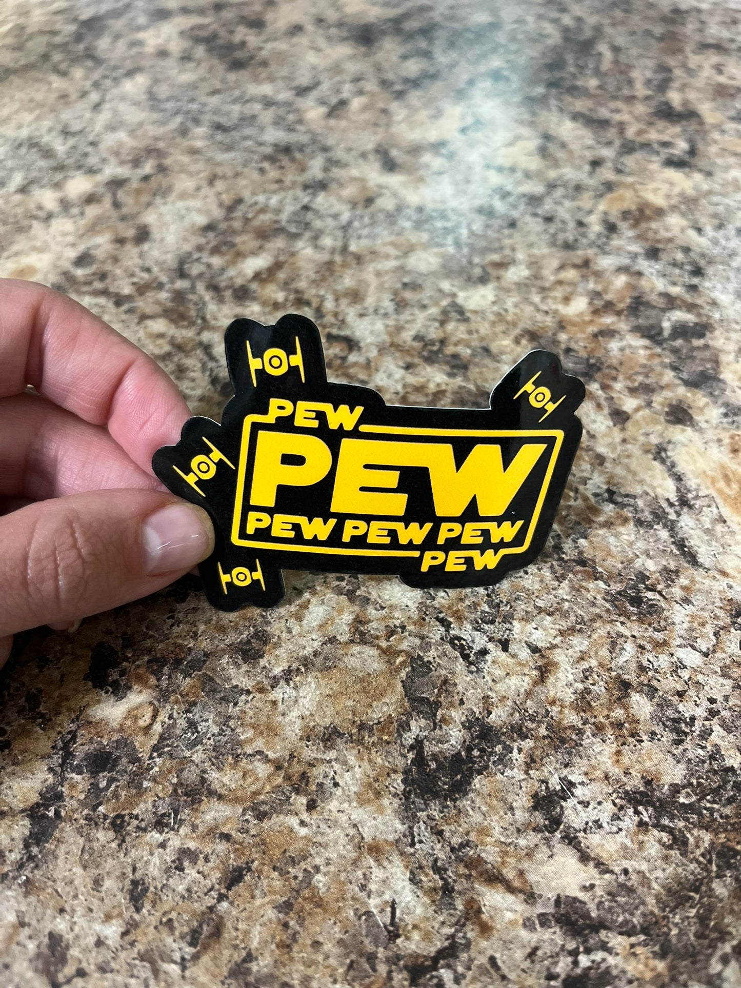 Star Wars TIE Fighter Pew Waterproof Sticker | Blaster Sound Vinyl | 2 Size Options | Laptop Yeti Stanley Cooler+
