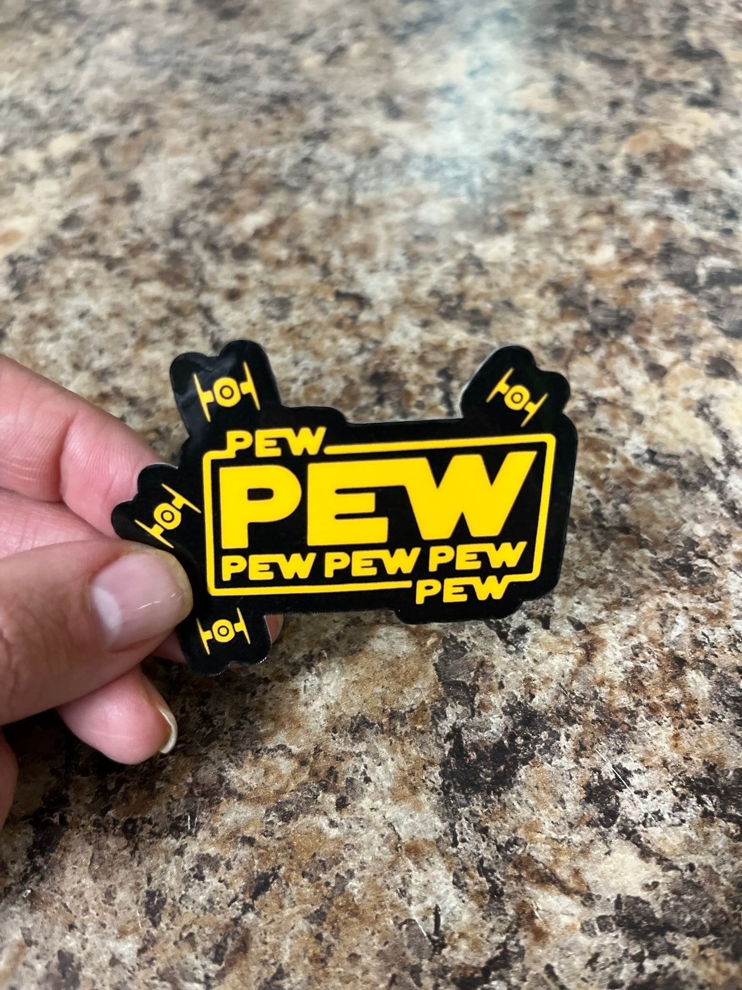Star Wars TIE Fighter Pew Waterproof Sticker | Blaster Sound Vinyl | 2 Size Options | Laptop Yeti Stanley Cooler+