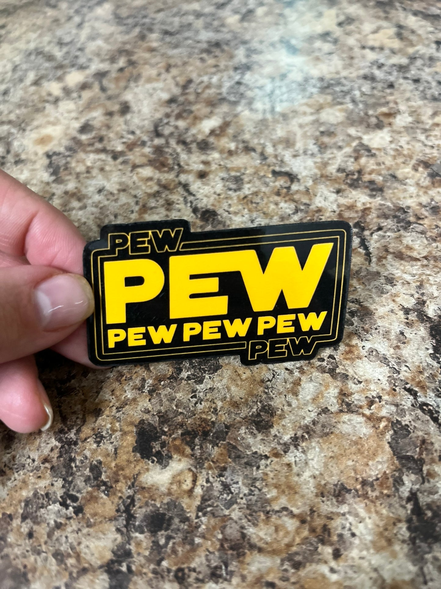 Star Wars Pew Pew Waterproof Sticker | Blaster Sound Vinyl | 2 Size Options | Laptop Yeti Stanley Cooler+