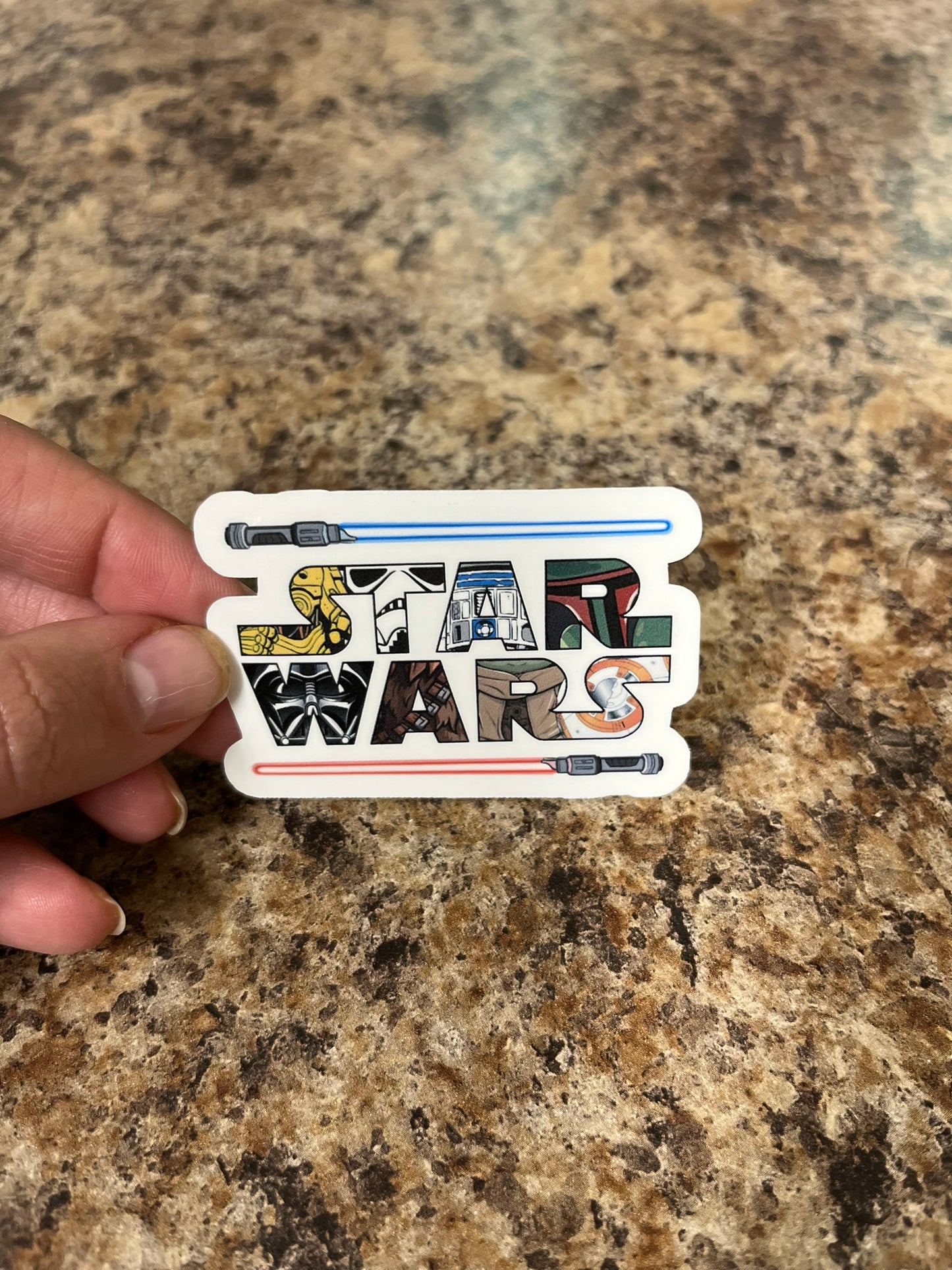 Star Wars Logo Lightsaber Waterproof Sticker | Character Vinyl | 2 Size Options | Laptop Yeti Stanley Cooler+
