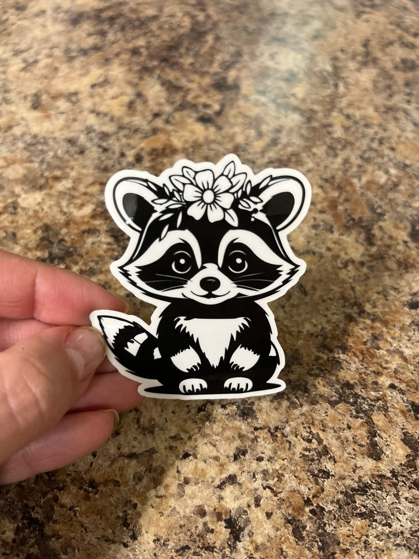 Adorable Trash Panda Waterproof Sticker | Raccoon Flower Vinyl | 2 Size Options | Laptop Yeti Stanley Cooler+