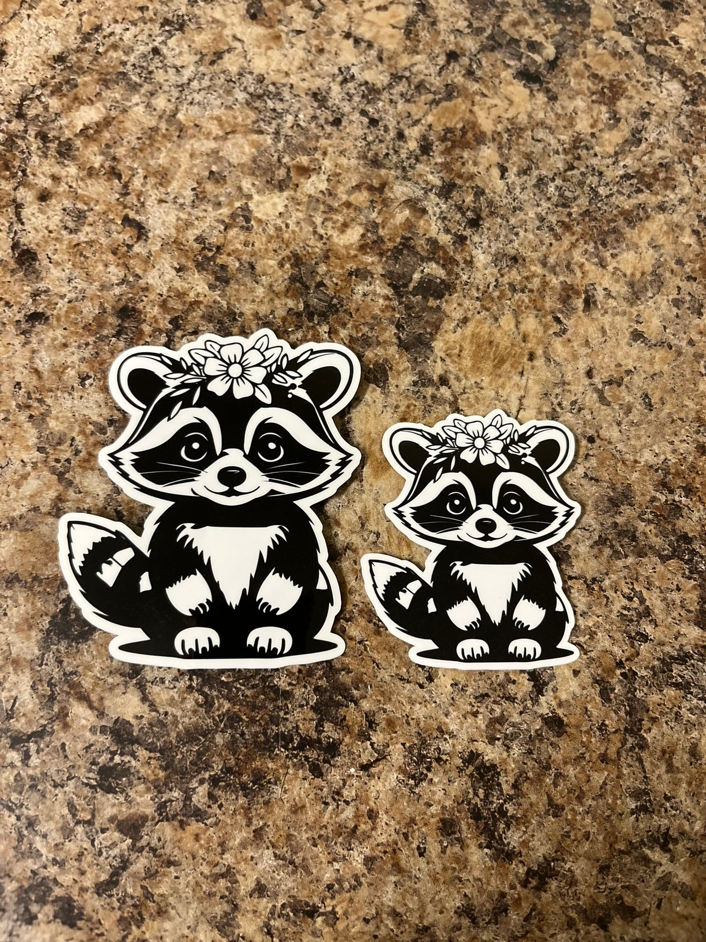 Adorable Trash Panda Waterproof Sticker | Raccoon Flower Vinyl | 2 Size Options | Laptop Yeti Stanley Cooler+
