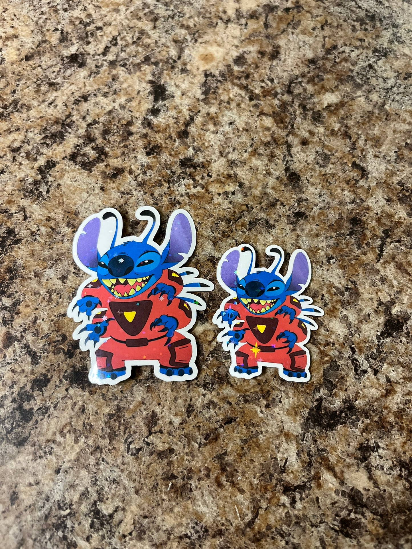 Holographic Star Galactic Criminal Stitch Waterproof Sticker | Lilo & Stitch Vinyl | 2 Size Options | Laptop Yeti Stanley Cooler+