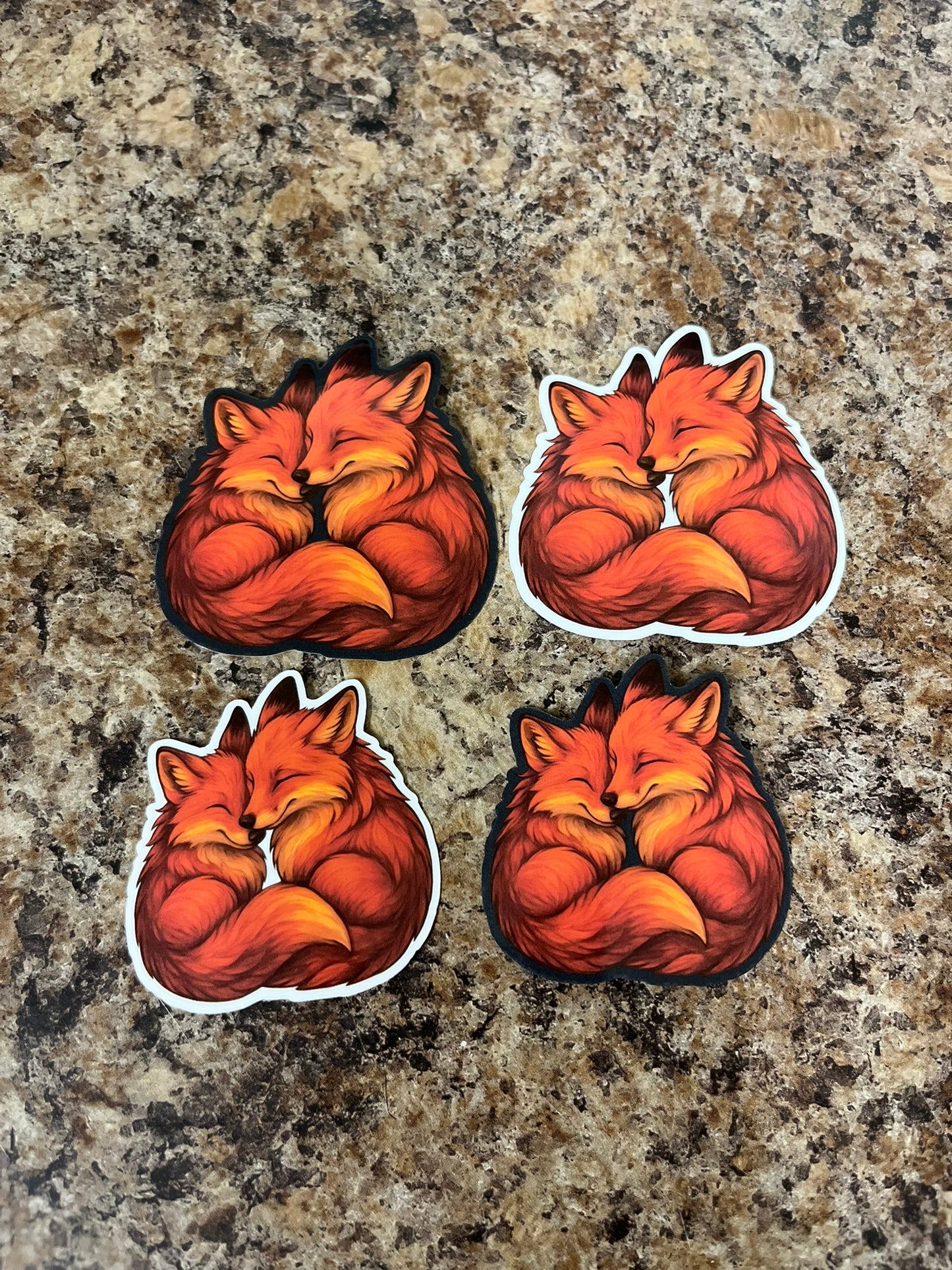 Foxes in Love Waterproof Sticker | Cuddling Couple Vinyl | 4 Color & Size Options | Laptop Yeti Stanley Cooler+
