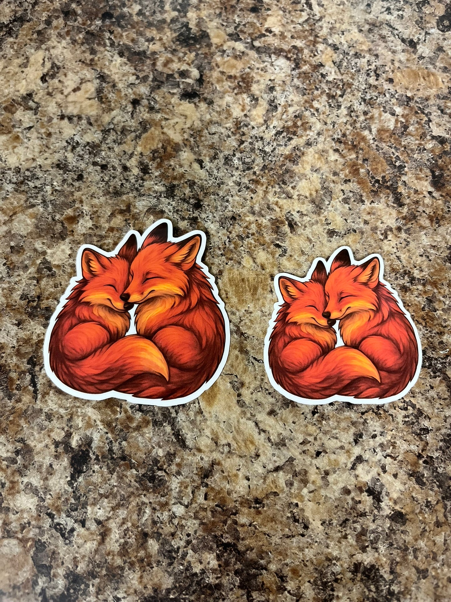 Foxes in Love Waterproof Sticker | Cuddling Couple Vinyl | 4 Color & Size Options | Laptop Yeti Stanley Cooler+
