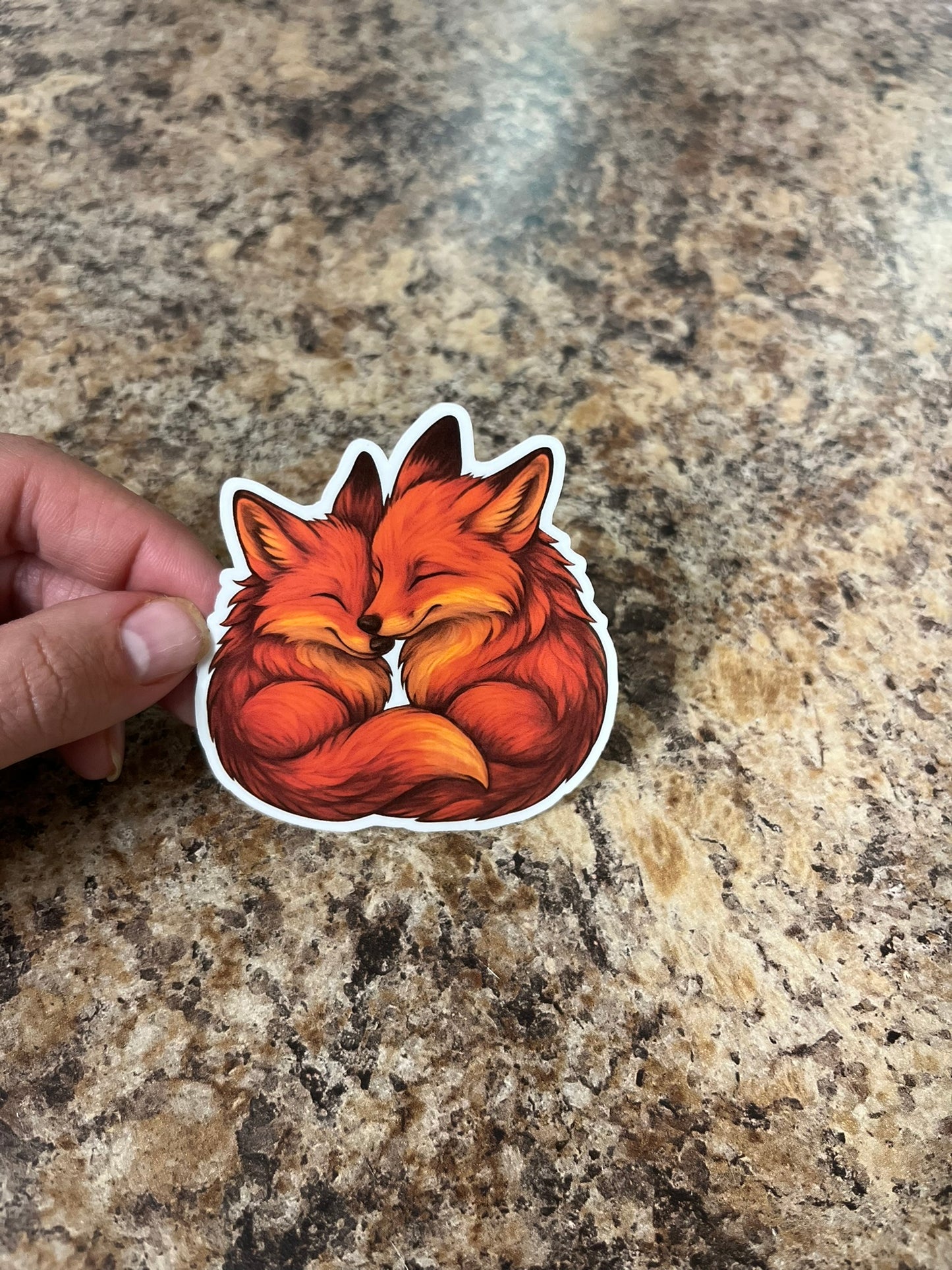Foxes in Love Waterproof Sticker | Cuddling Couple Vinyl | 4 Color & Size Options | Laptop Yeti Stanley Cooler+