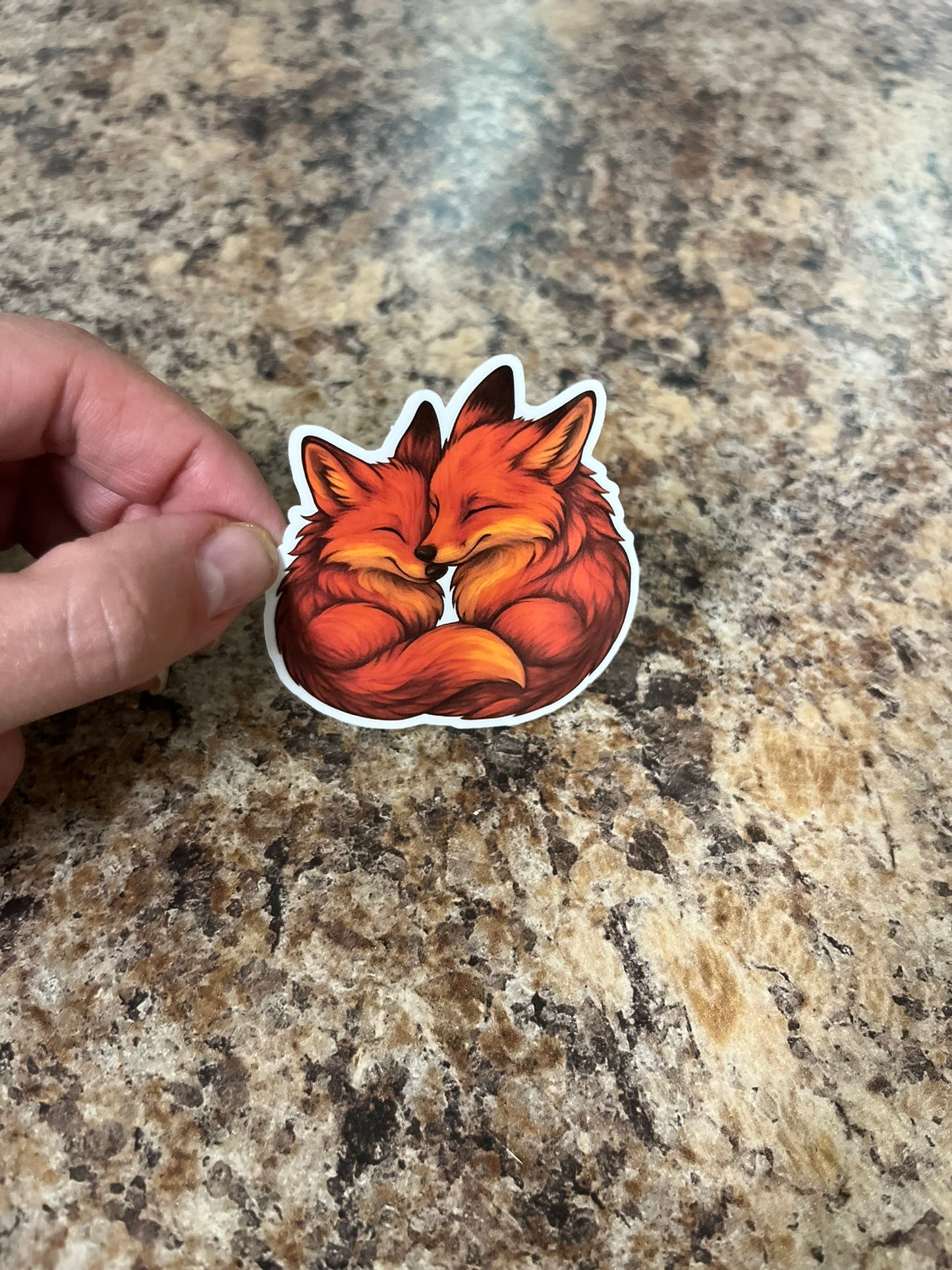 Foxes in Love Waterproof Sticker | Cuddling Couple Vinyl | 4 Color & Size Options | Laptop Yeti Stanley Cooler+