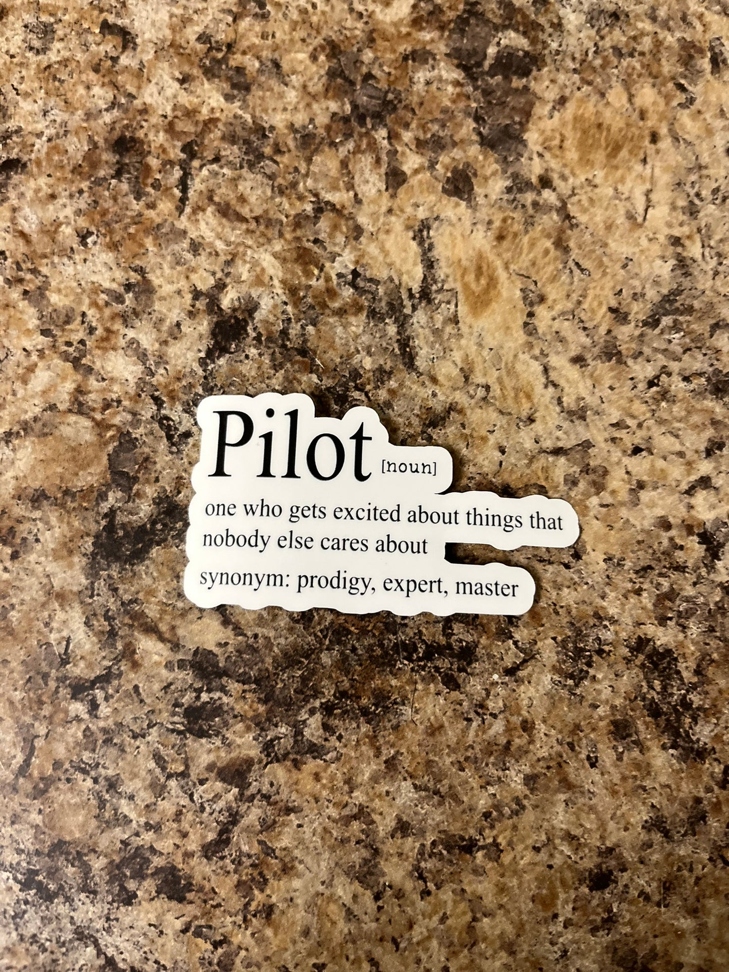 Pilot Definition Waterproof Sticker | Aviation Humor Vinyl | 2 Size Options | Laptop Yeti Stanley Cooler+