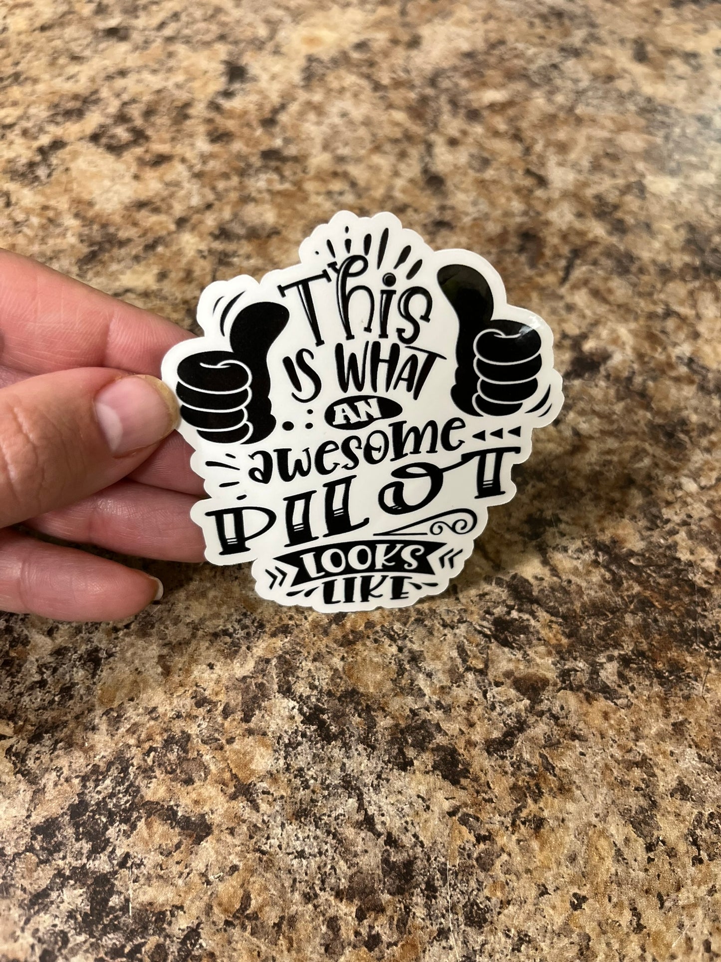 Awesome Pilot Looks Like Waterproof Sticker | Aviation Pride Vinyl | 2 Size Options | Laptop Yeti Stanley Cooler+