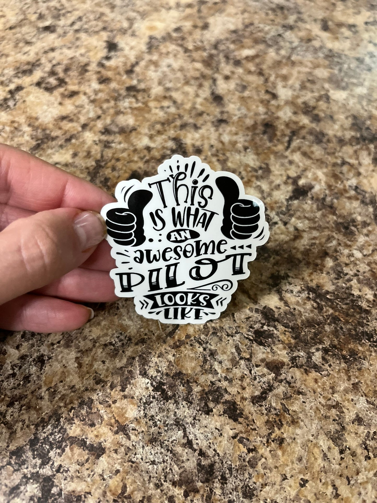 Awesome Pilot Looks Like Waterproof Sticker | Aviation Pride Vinyl | 2 Size Options | Laptop Yeti Stanley Cooler+