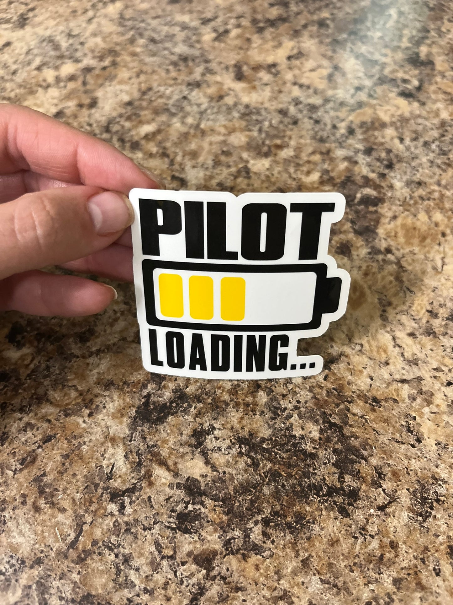 Pilot Loading Battery Waterproof Sticker | Aviation Humor Vinyl | 2 Size Options | Laptop Yeti Stanley Cooler+