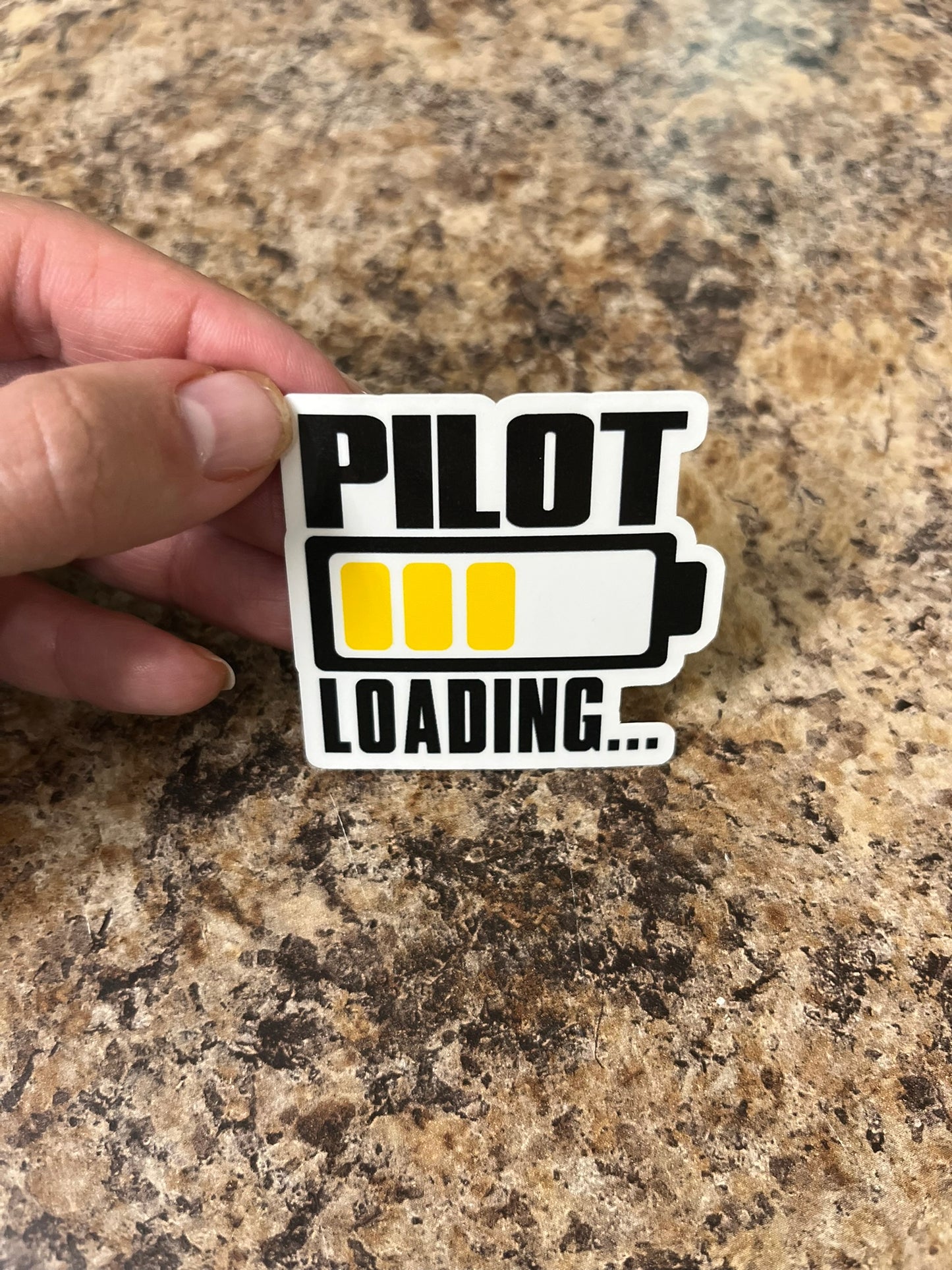 Pilot Loading Battery Waterproof Sticker | Aviation Humor Vinyl | 2 Size Options | Laptop Yeti Stanley Cooler+