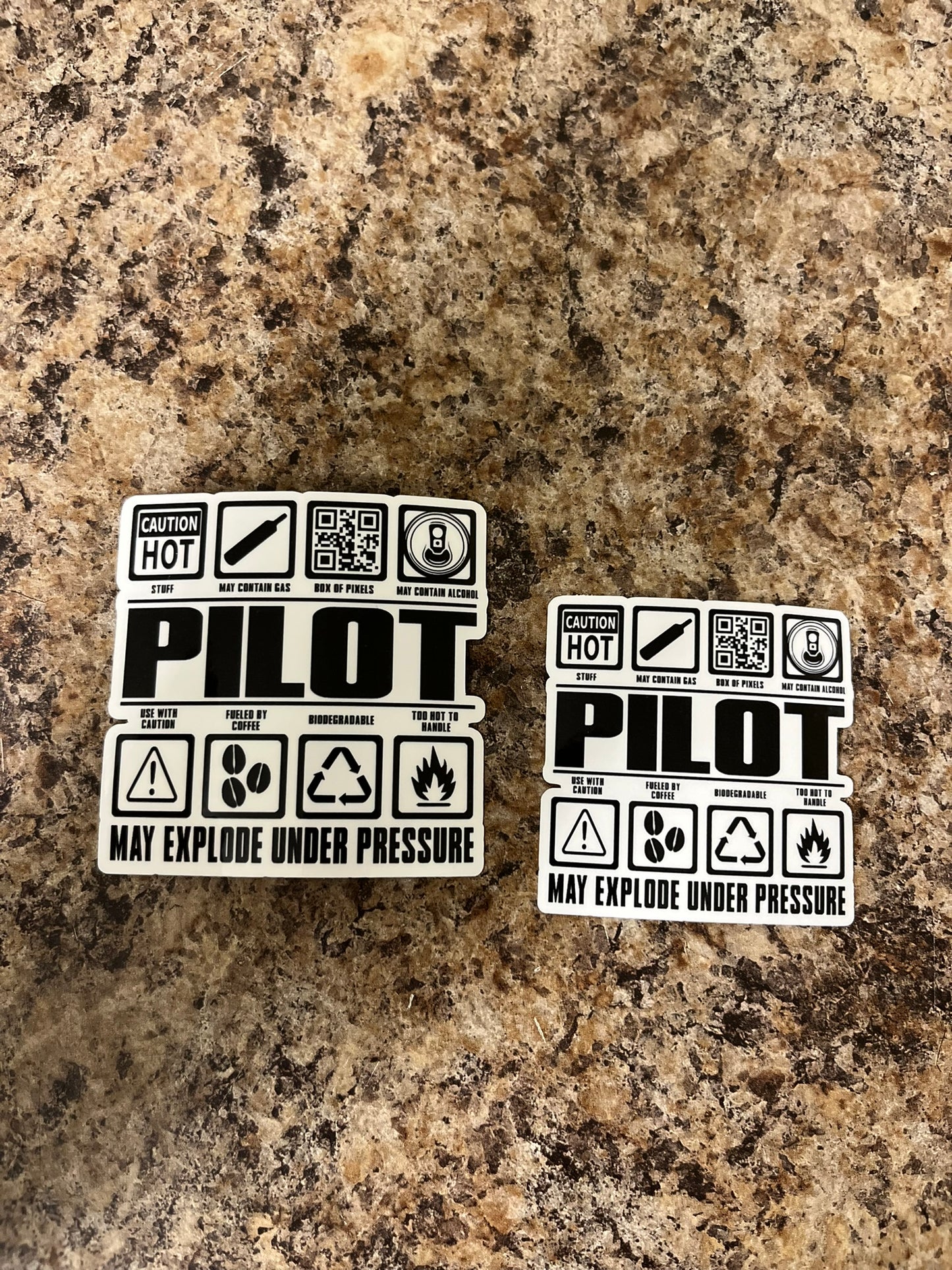 Pilot Warning Label Waterproof Sticker | Aviation Humor Vinyl | 2 Size Options | Laptop Yeti Stanley Cooler+