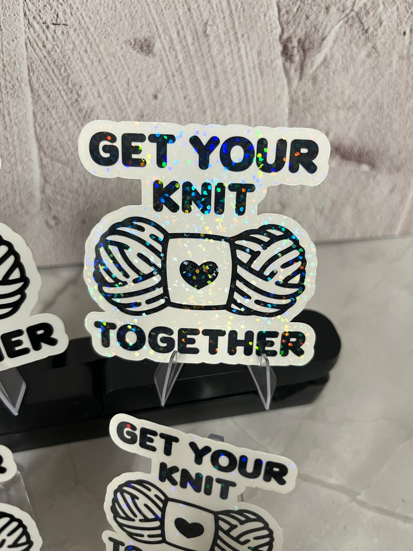 Get Your Knit Together Waterproof Sticker | Yarn Heart Vinyl | 4 Size & Finish Options | Laptop Yeti Stanley Cooler+