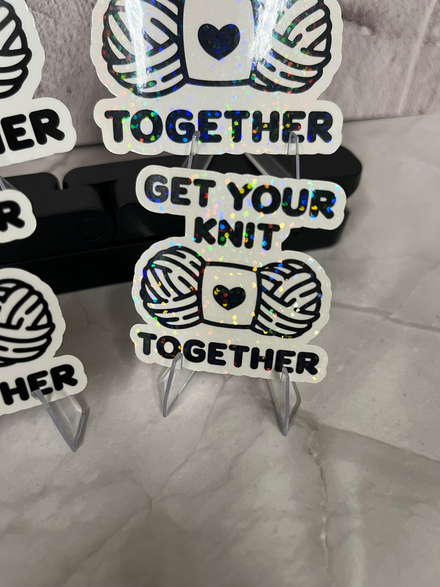 Get Your Knit Together Waterproof Sticker | Yarn Heart Vinyl | 4 Size & Finish Options | Laptop Yeti Stanley Cooler+