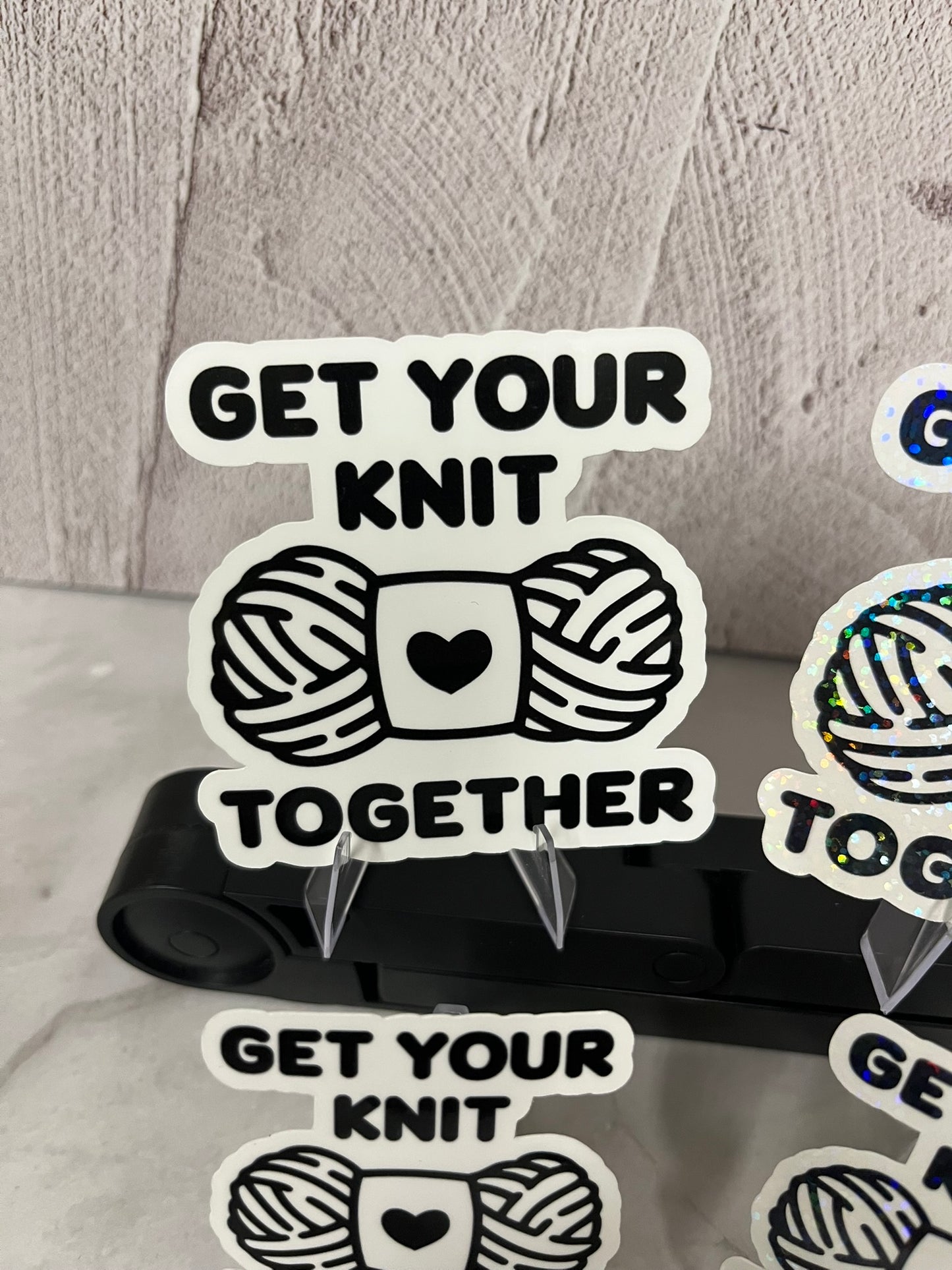 Get Your Knit Together Waterproof Sticker | Yarn Heart Vinyl | 4 Size & Finish Options | Laptop Yeti Stanley Cooler+