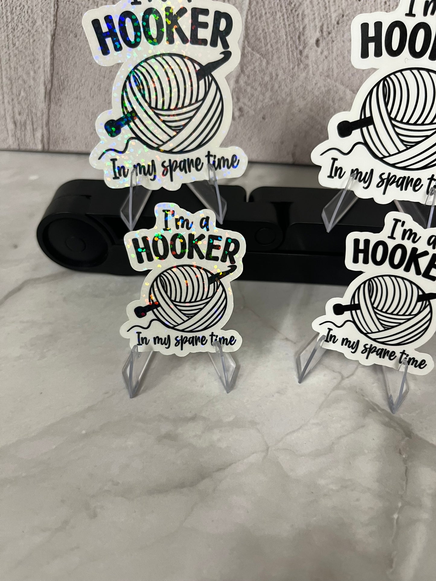 Hooker In Spare Time Waterproof Sticker | Crochet Humor Vinyl | 4 Size & Finish Options | Laptop Yeti Stanley Cooler+