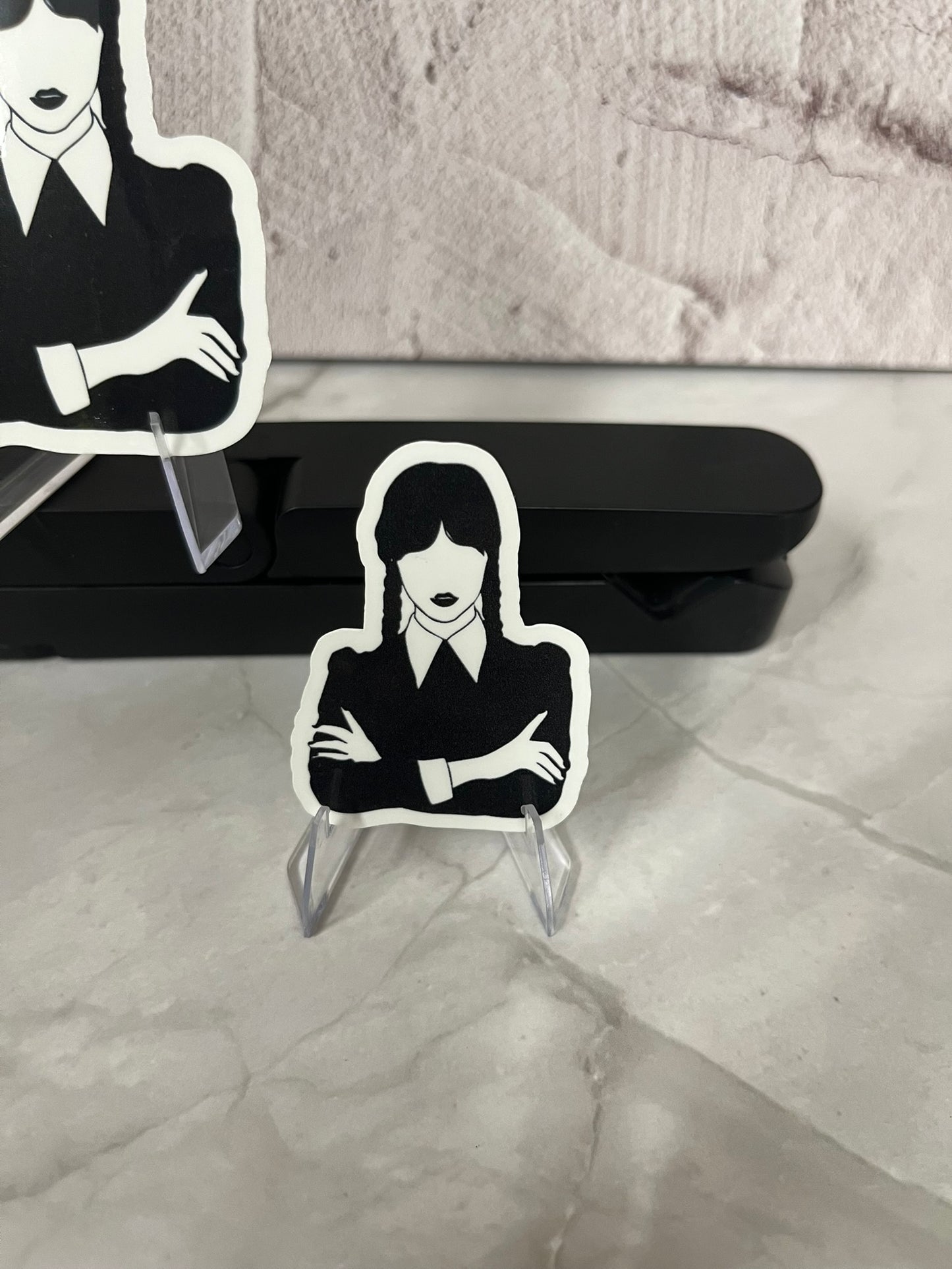 Wednesday Addams Arms Crossed Waterproof Sticker | Gothic Girl Vinyl | 2 Size Options | Laptop Yeti Stanley Cooler+