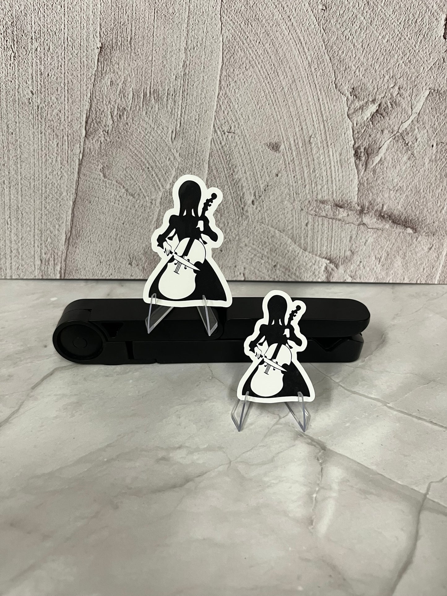 Wednesday Addams Cello & Knife Silhouette Waterproof Sticker | Gothic Musician Vinyl | 2 Size Options | Laptop Yeti Stanley Cooler+